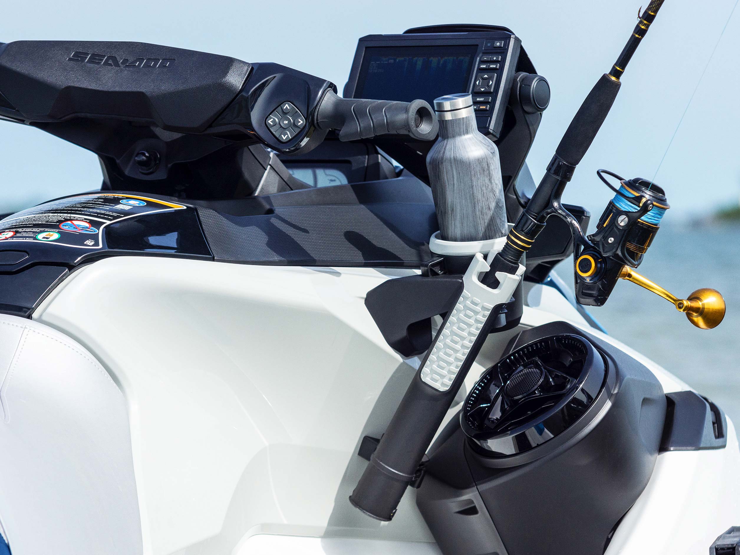 Cup and rod holder on the new Sea-Doo Fish Pro