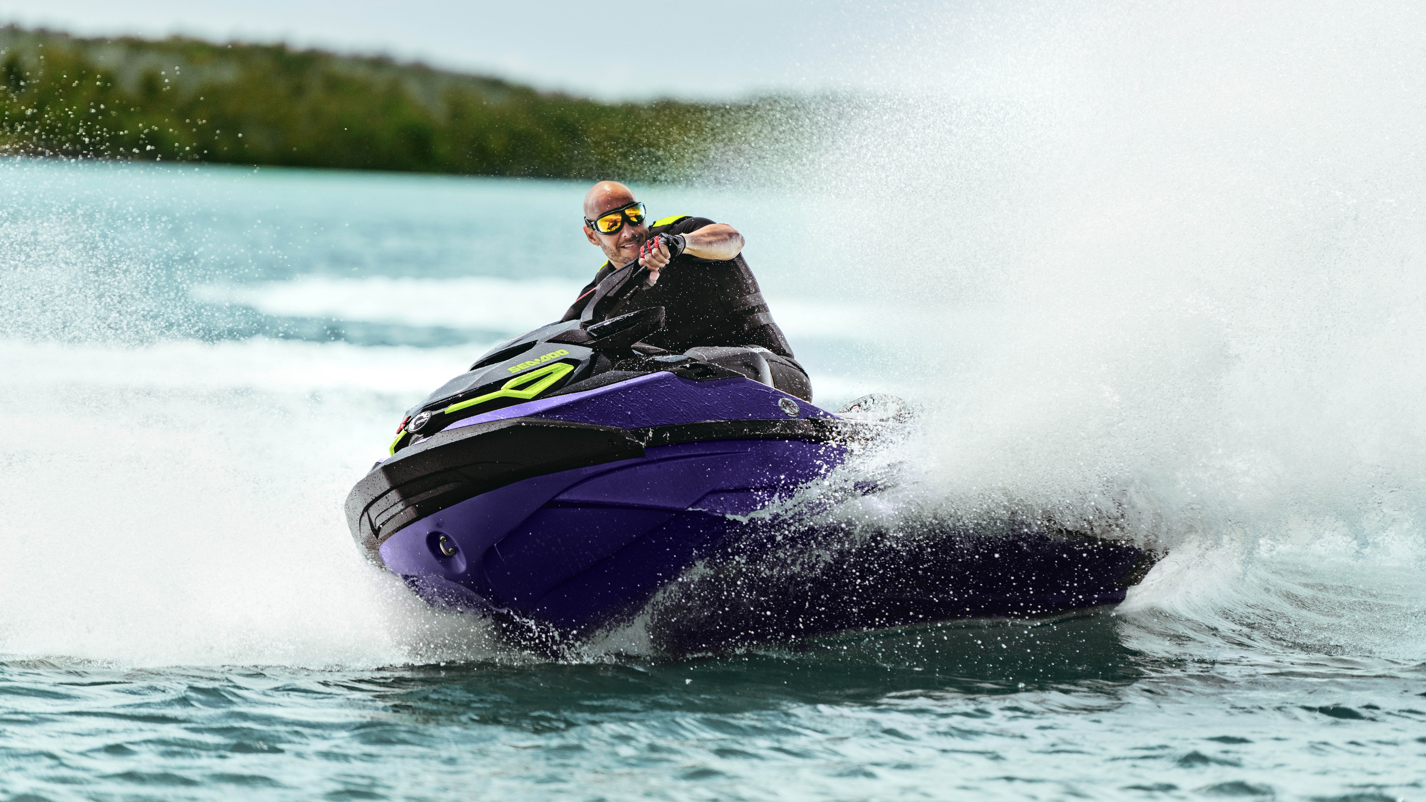 Man speeding with a Sea-Doo RXT-X and the Rotax 160 ACE engine
