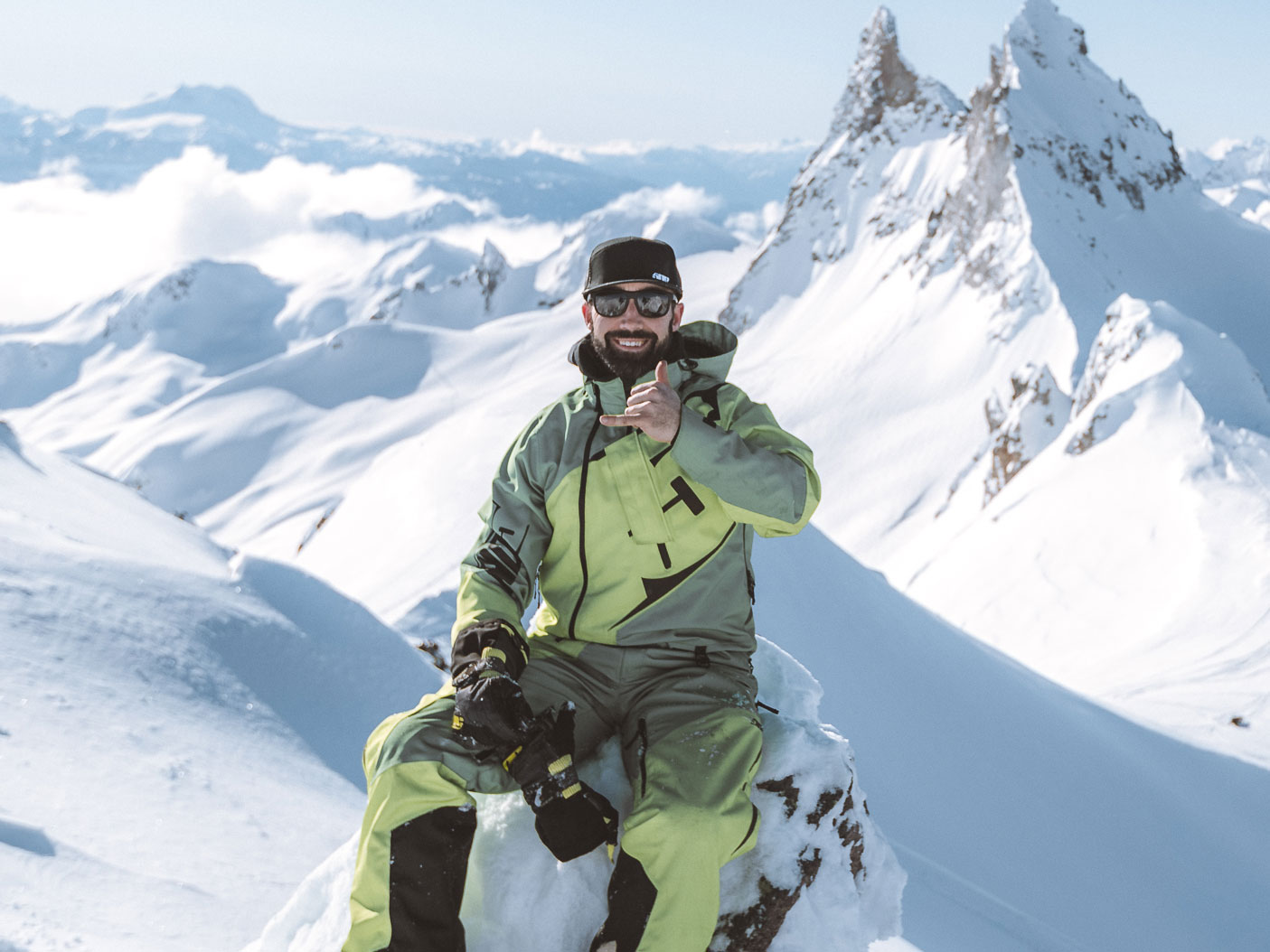 Ski-Doo Ambassador Cody McNolty on top of a mountain
