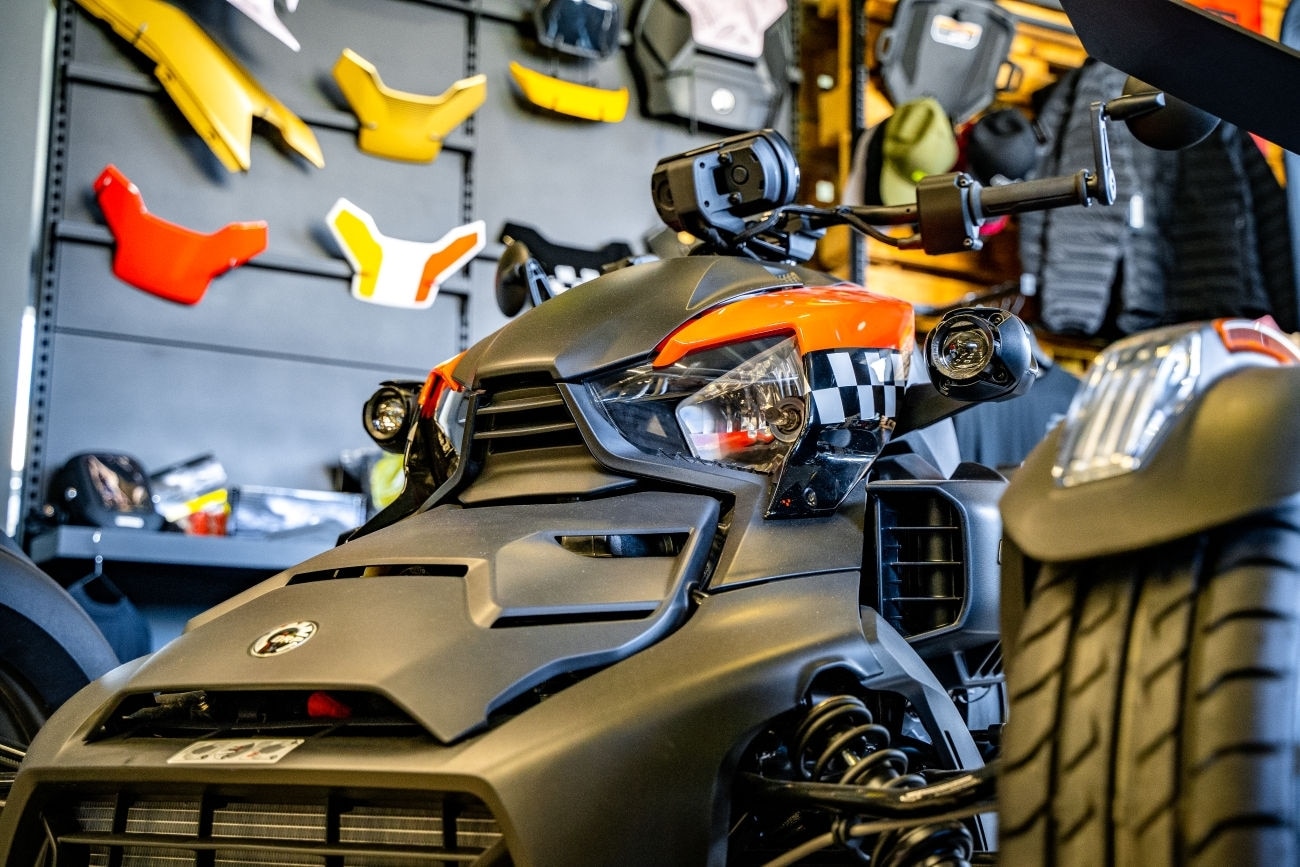 Can-Am Ryker with accessories in the background