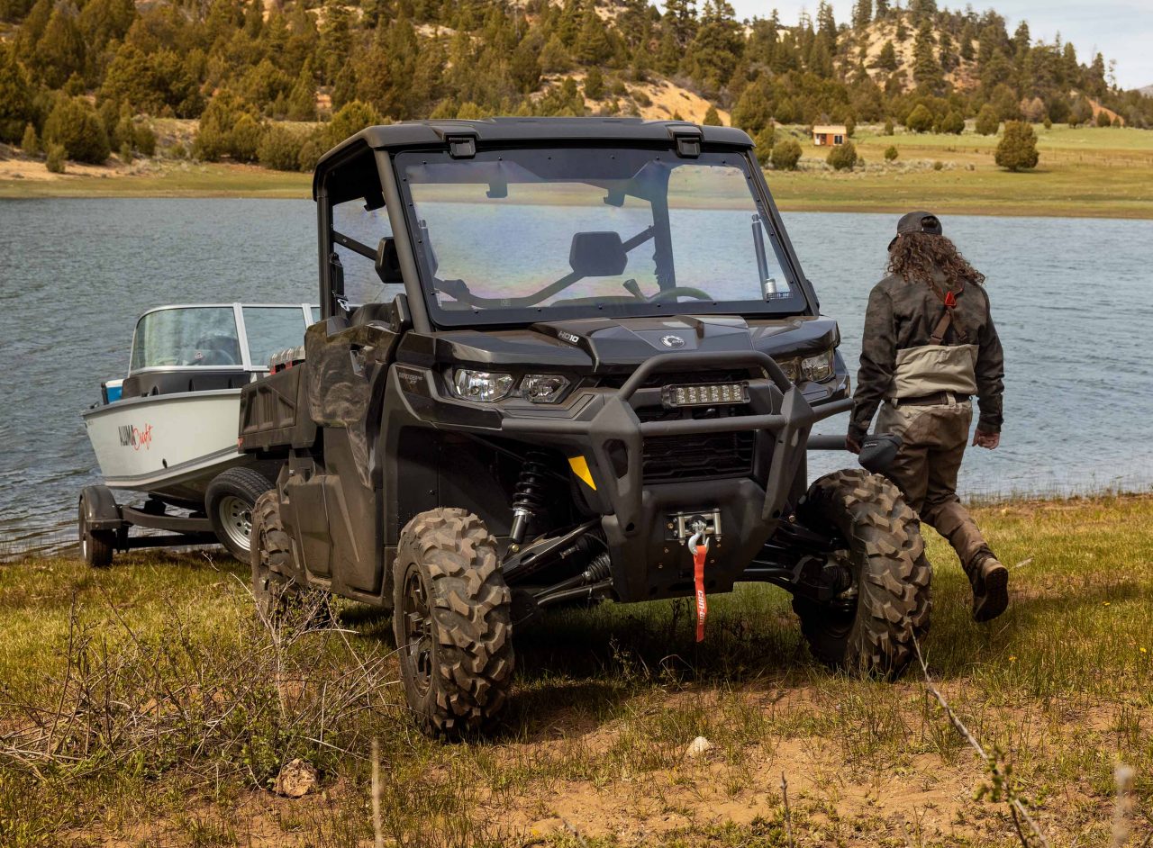 Can-Am Defender PRO XT HD10 by a lake