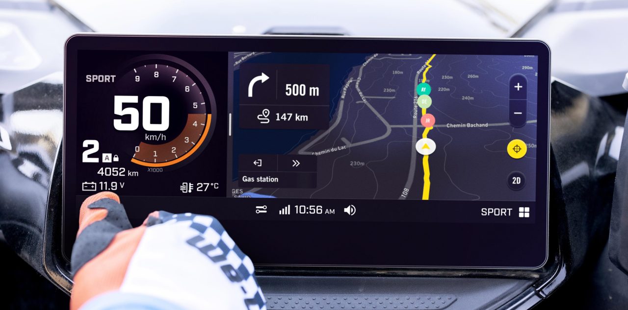 Close-up of the 10.25" touchscreen on the Can-Am Maverick R