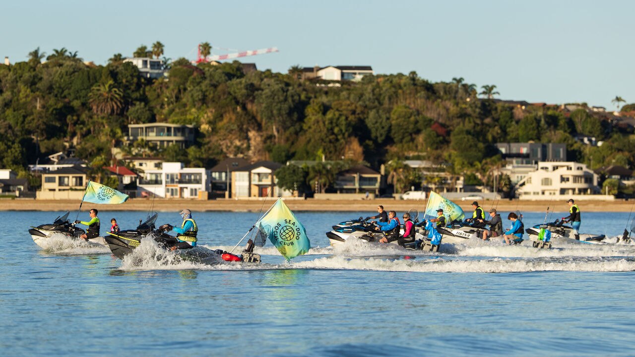 Group of Personal Watercrafts at a Sea-Doo Social Club Gathering