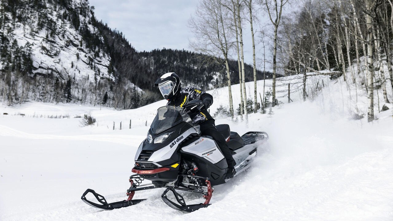 Man on the Renegade X-RS taking a curve