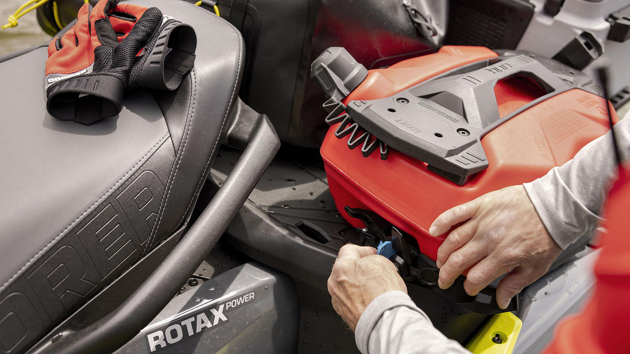Installing a fuel caddy on a Sea-Doo personal watercraft