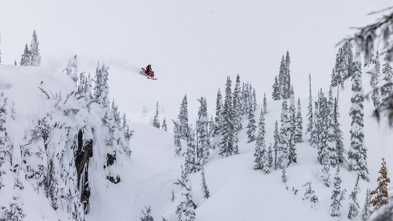 Andreas Bergmark jumping with a Lynx Sled