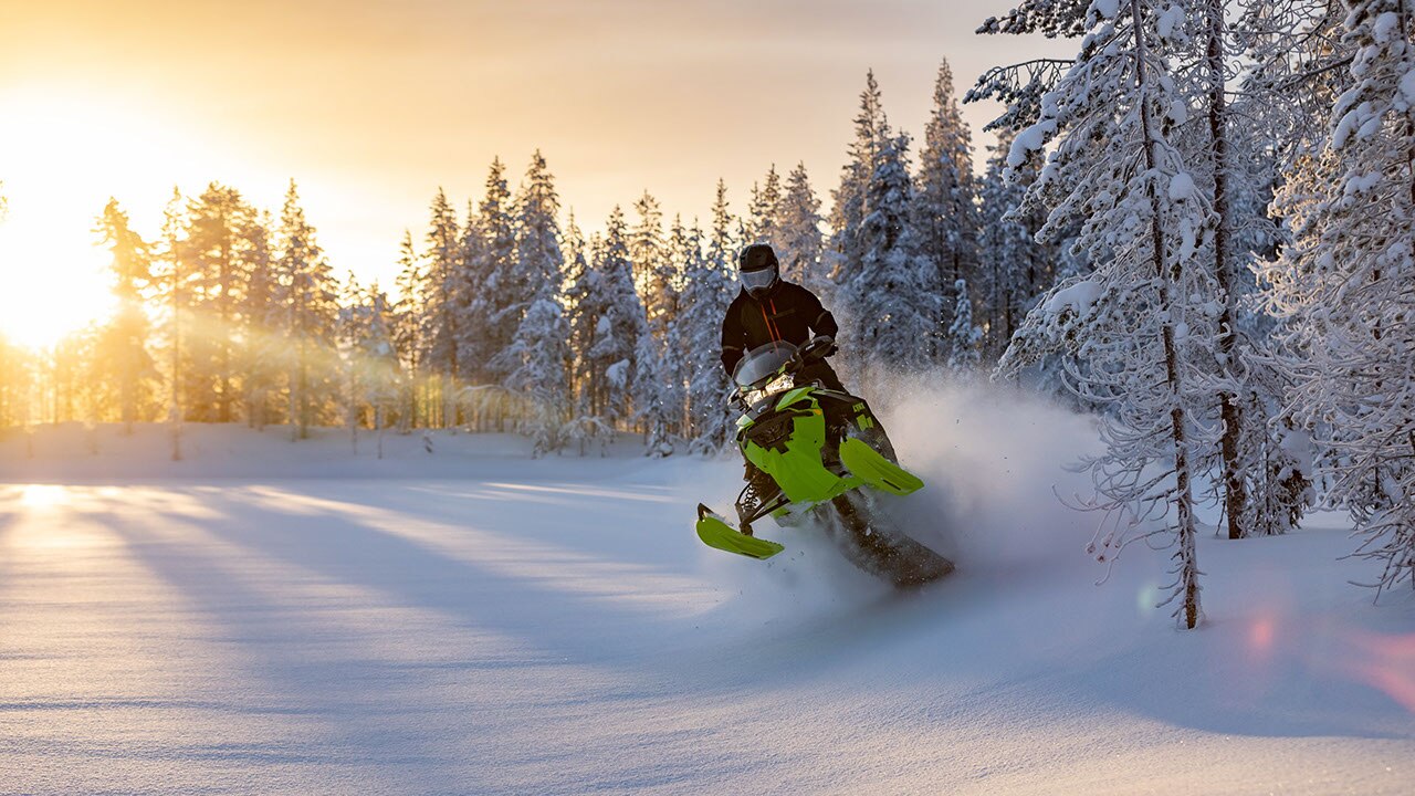 A man is accelerating with his 2021 Lynx Xterrain Model