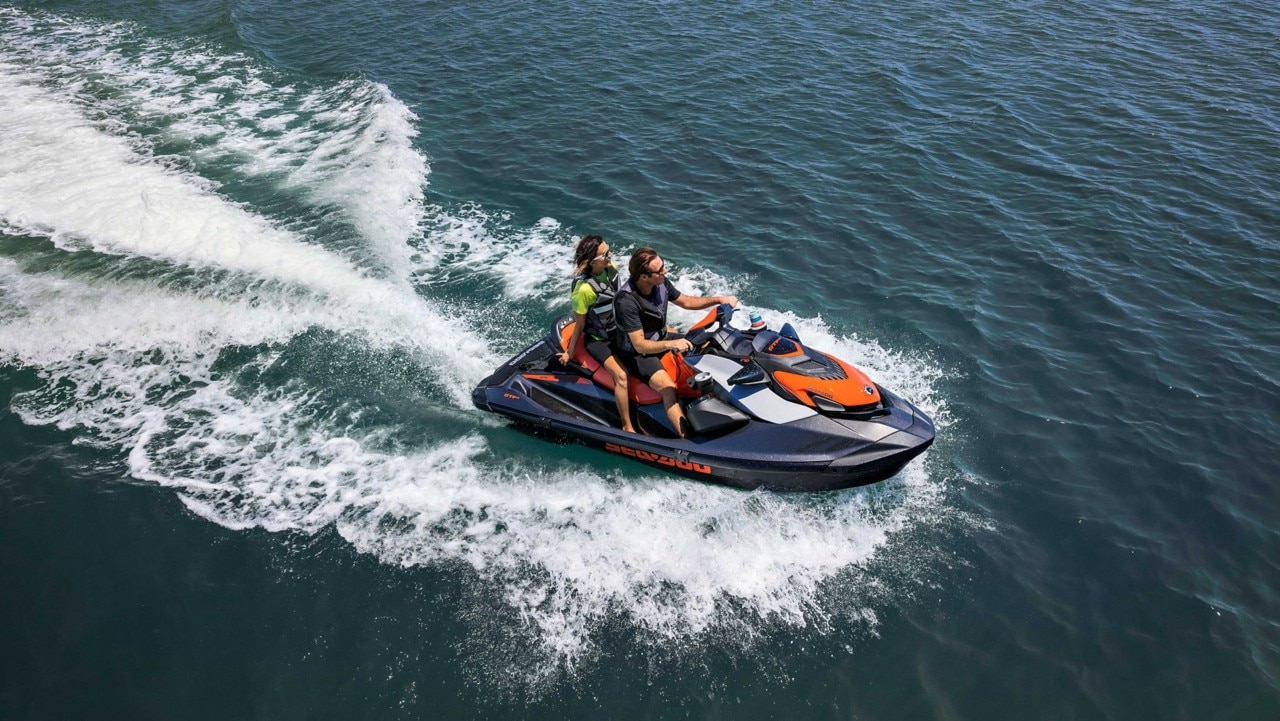 Couple enjoying a ride on their Sea-Doo GTI SE