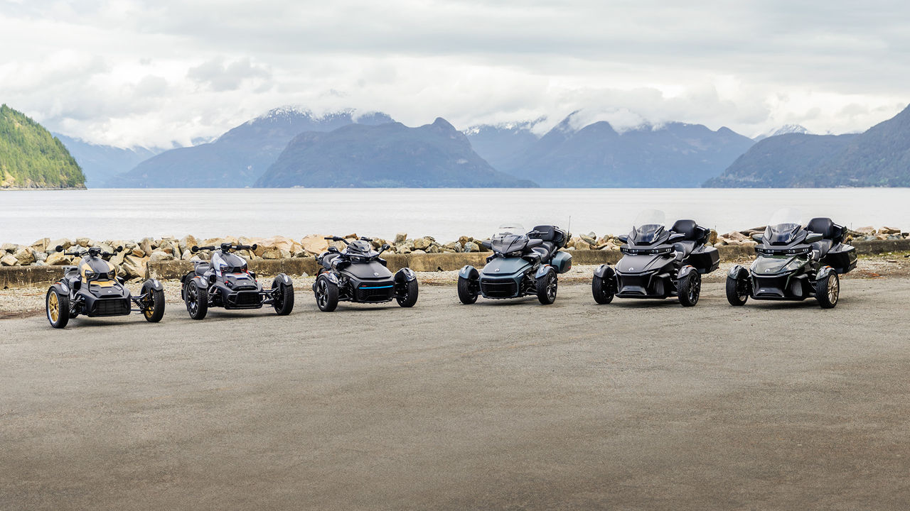 Lineup of Can-Am On-Road 3-wheel vehicles