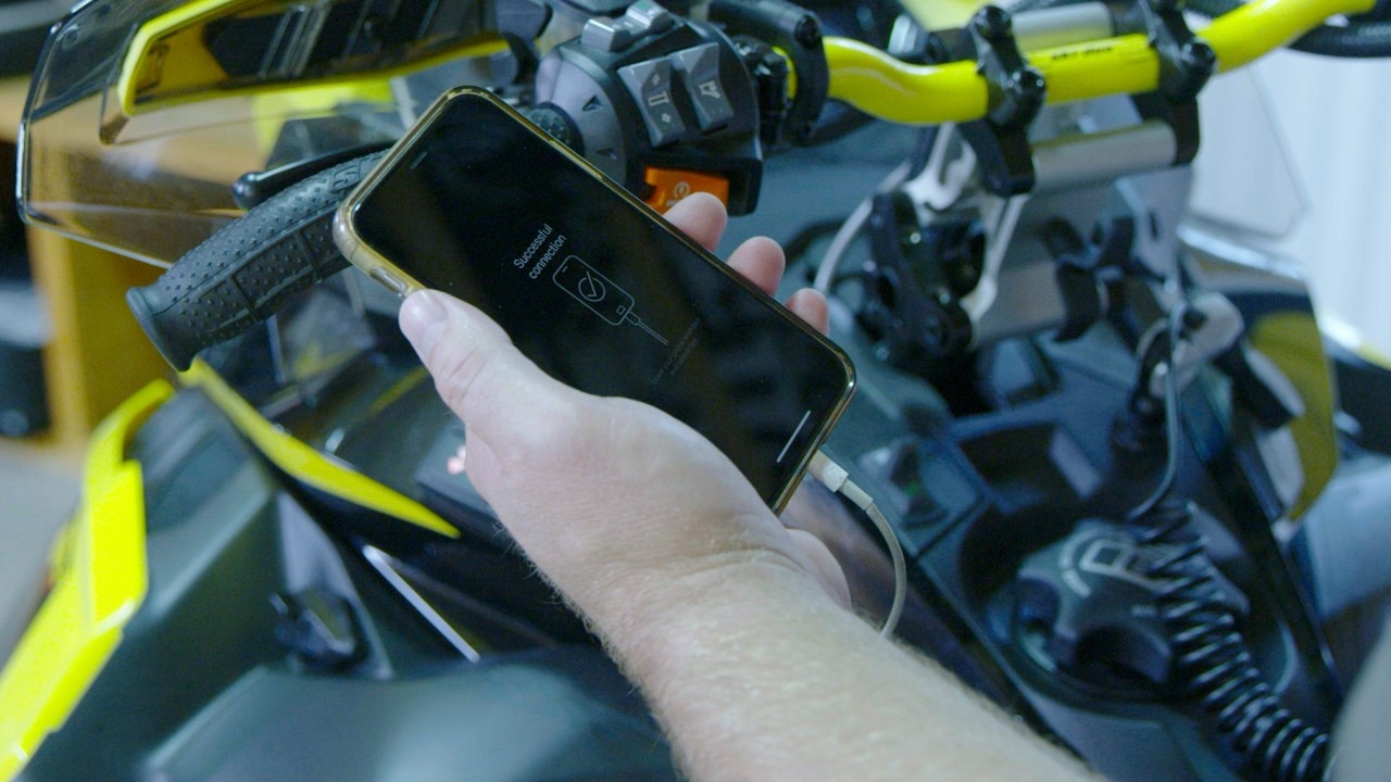 Troy Oleson using BRP GO! App with his Ski-Doo snowmobile