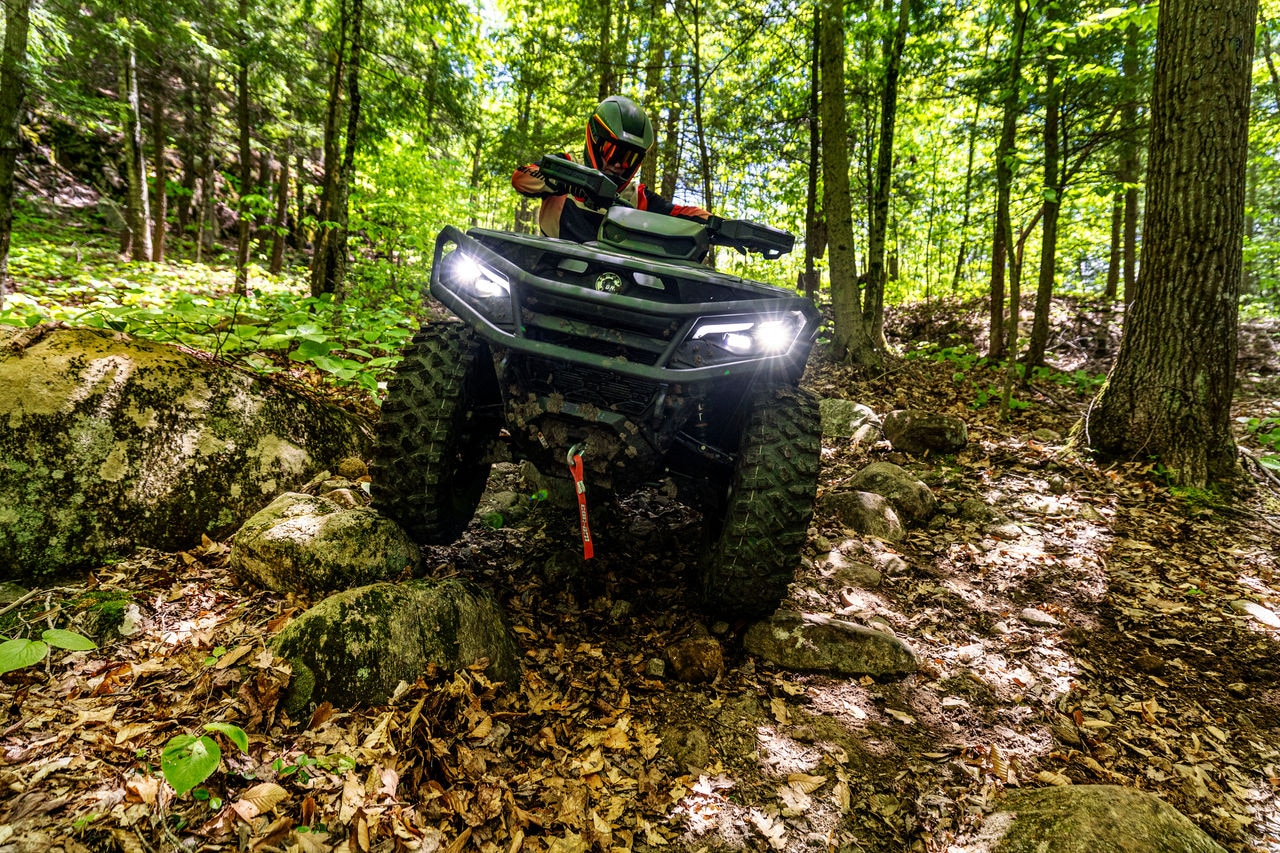 Two Can-Am Outlanders from behind