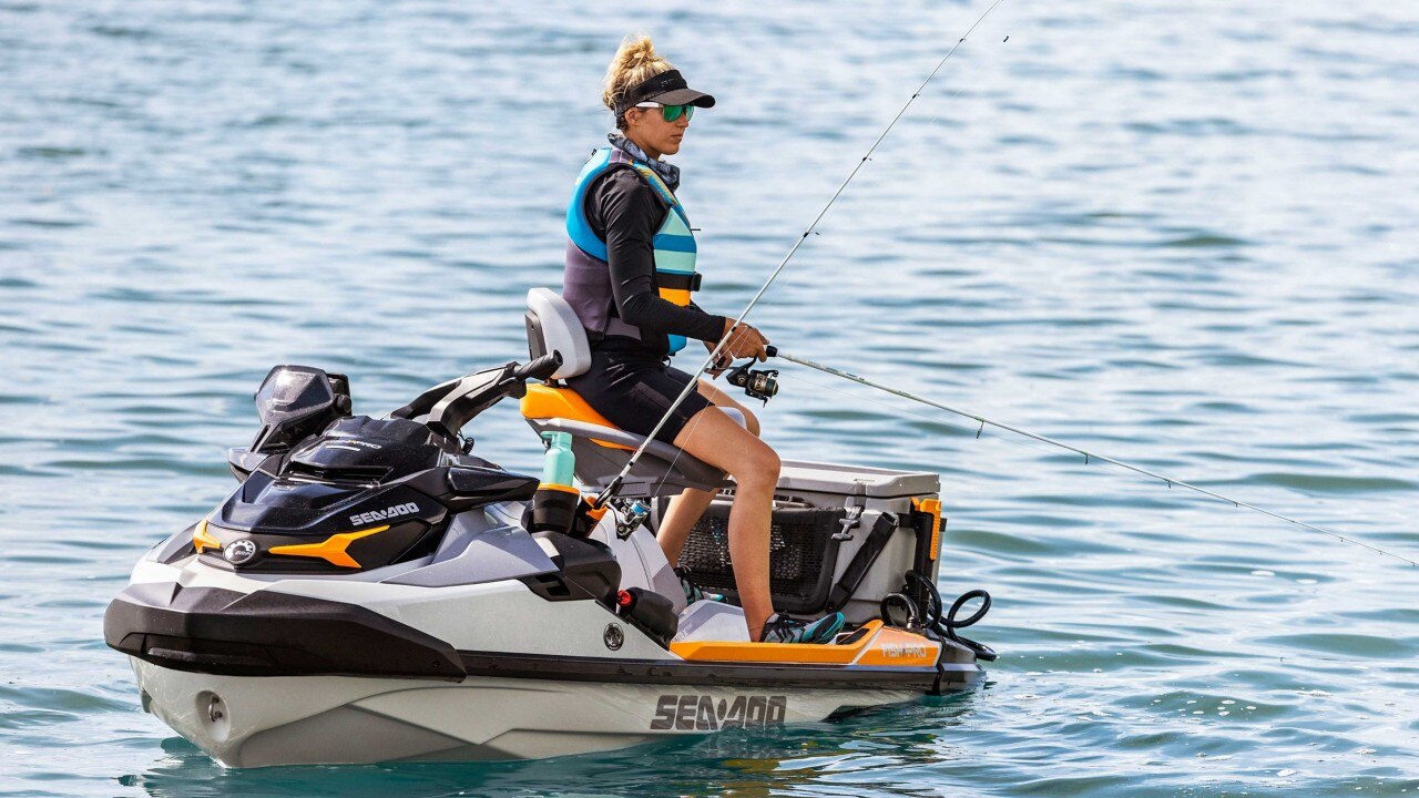 Bri Andrassy fishing on a Sea-Doo Fish Pro