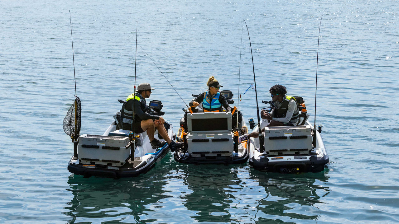 Friends fishing together on their FishPro