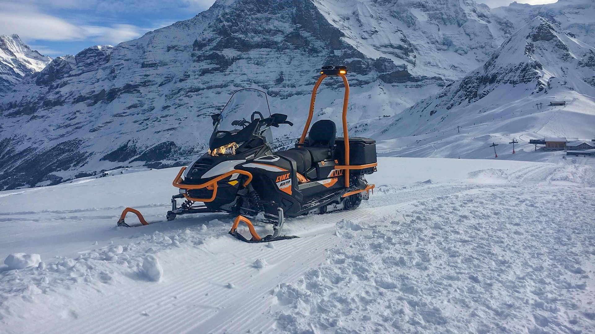 snowexpo event, testfahrzeug motorschlitten