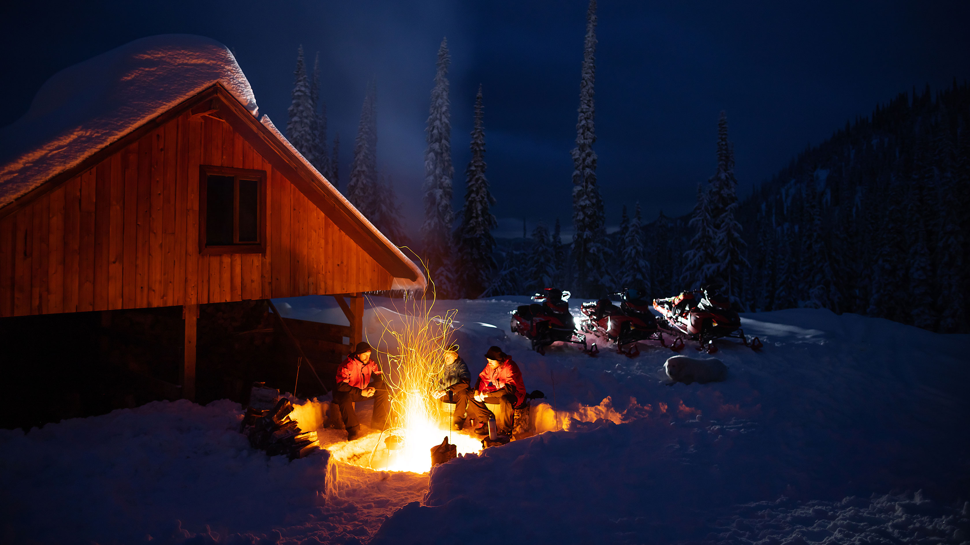 Group of friends enjoying a camp fire at the cottage