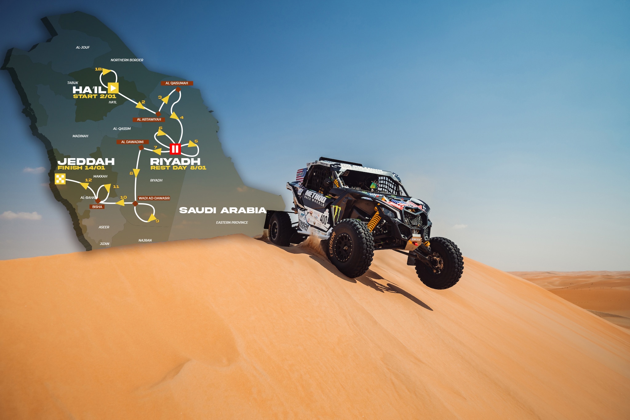 Man driving a Maverick X3 in desert dunes