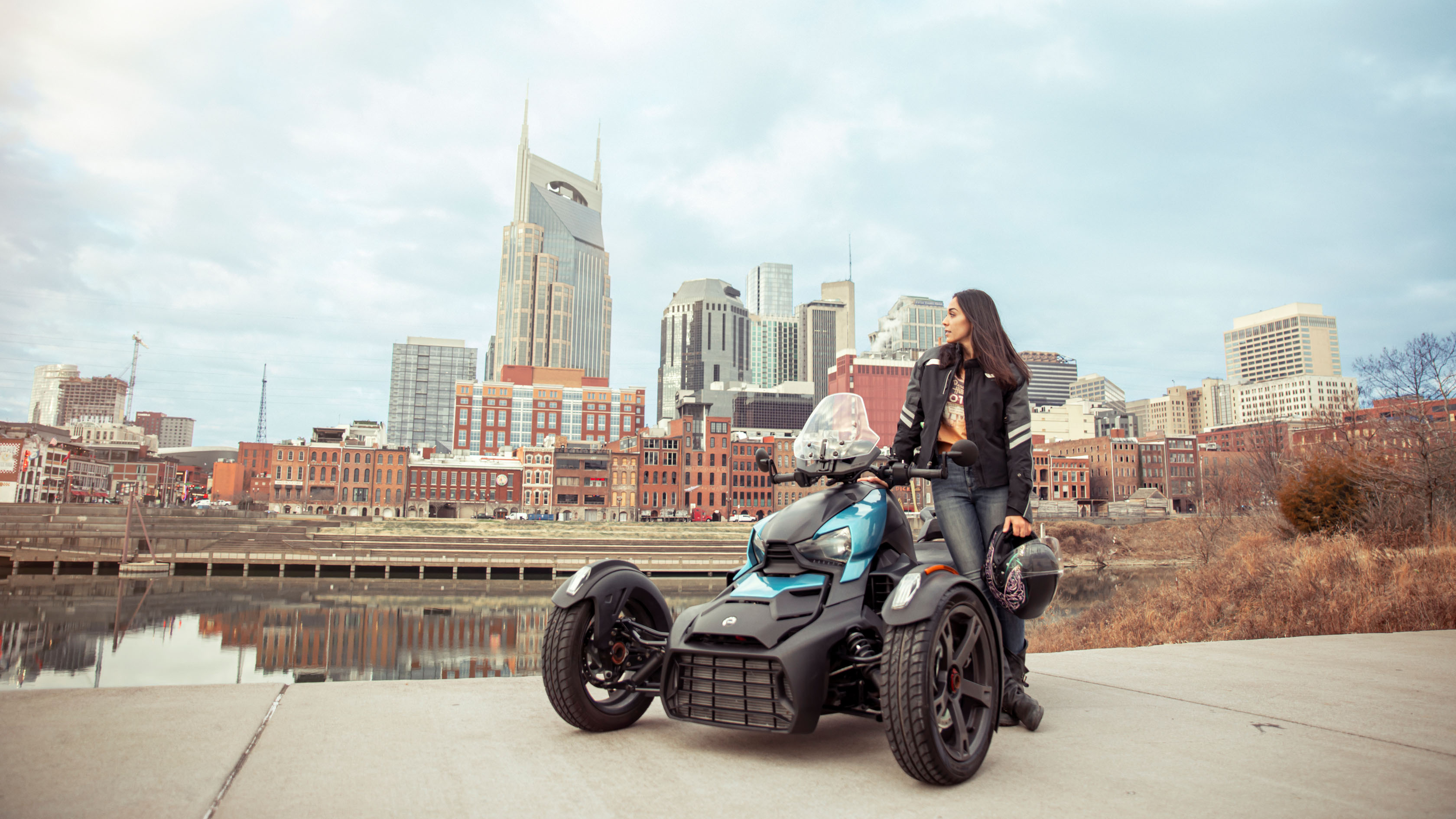 Woman riding her Can-Am Ryker in the desert