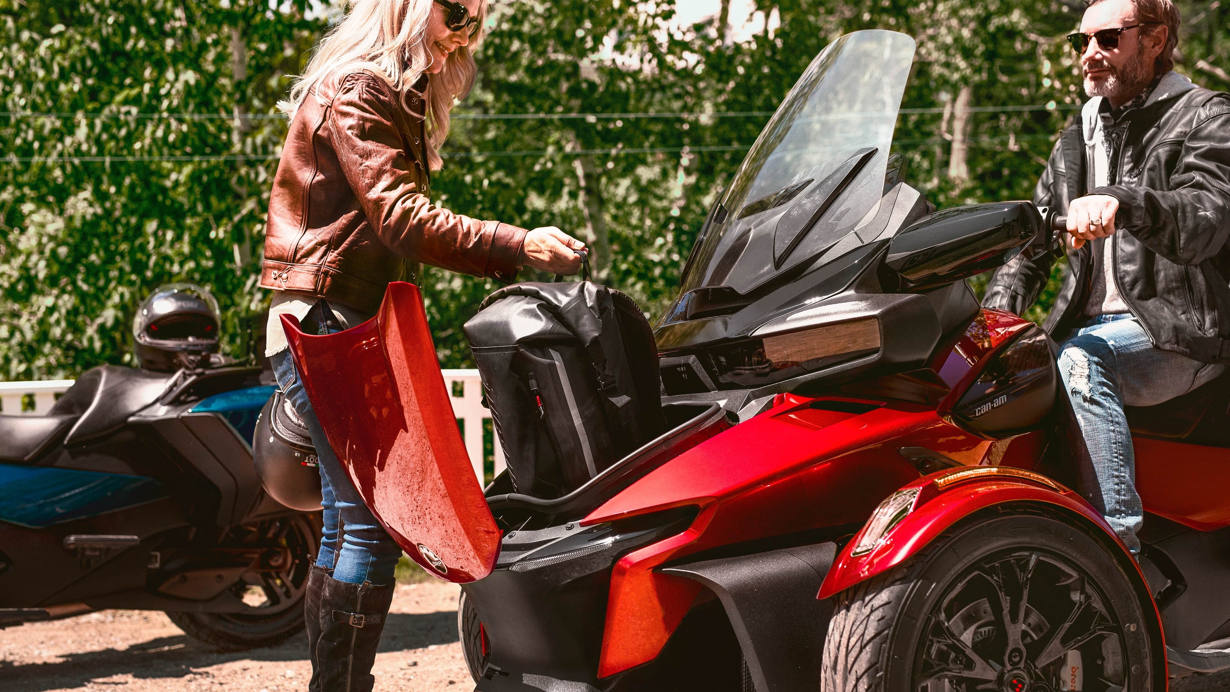 Storage on a Can-Am Spyder RT vehicle