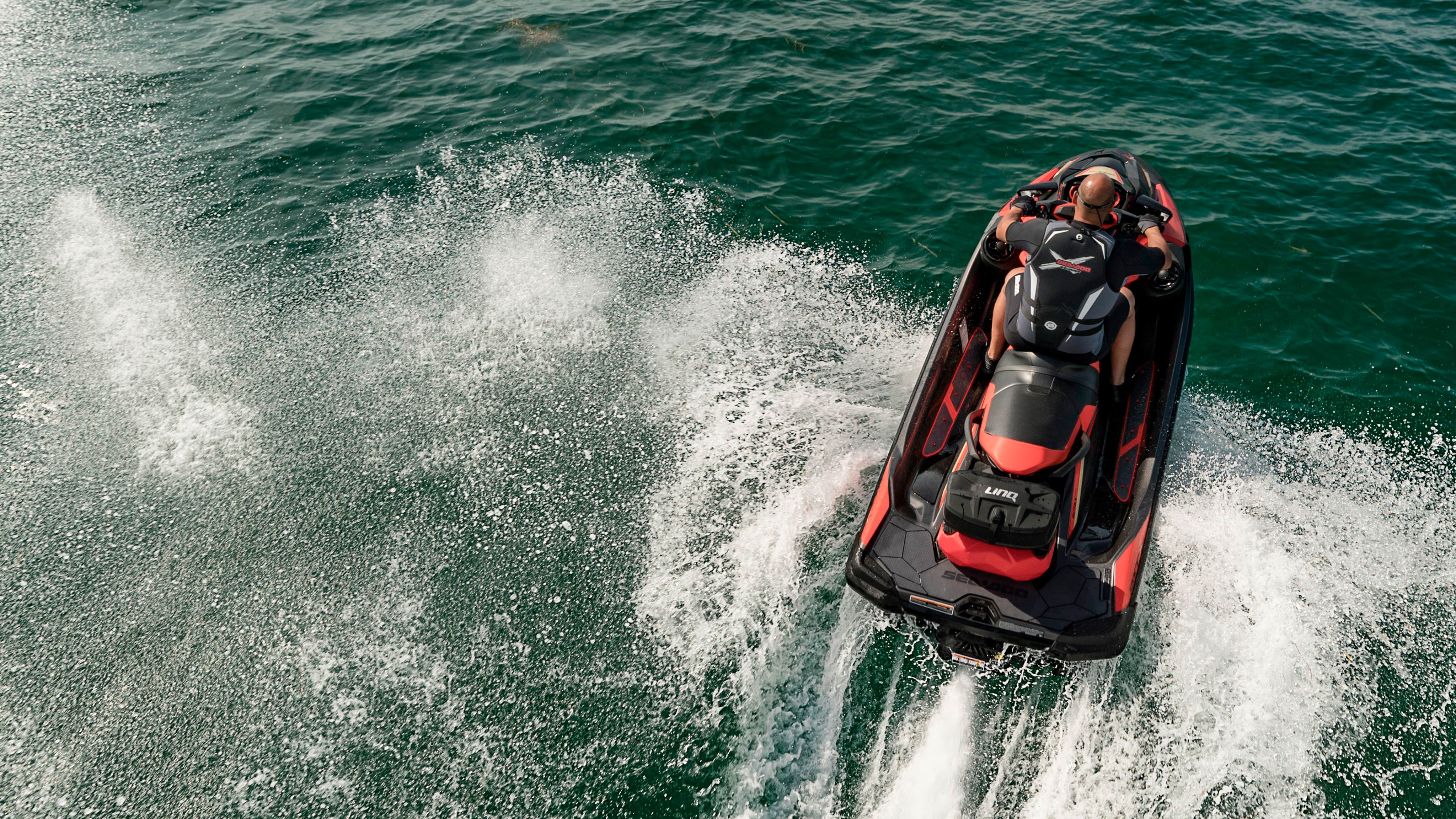 Bird view of man riding his Sea-Doo RXT-X