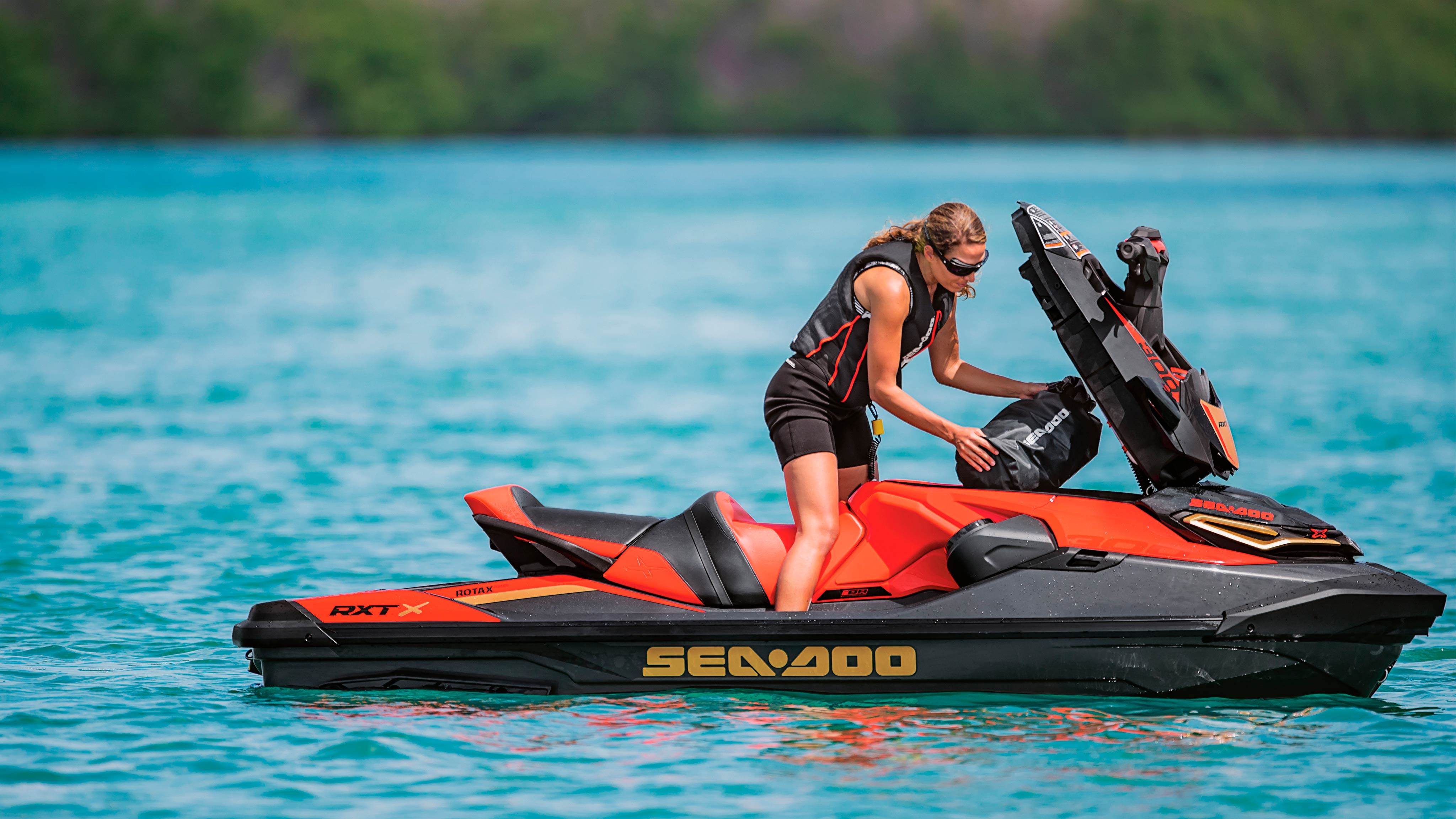 Woman filling the tank of her Sea-Doo RXT-X