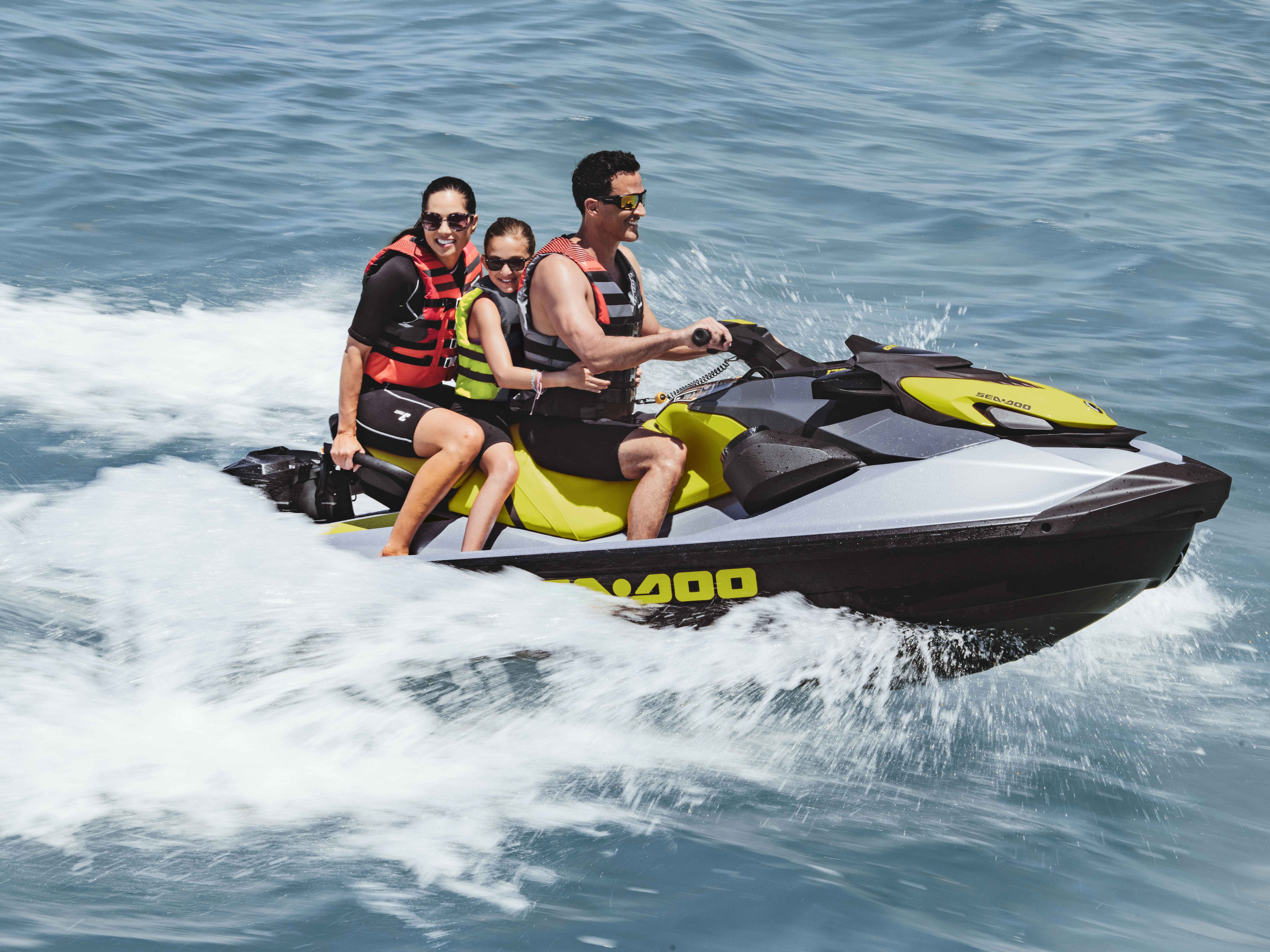 Family enjoying their ride on a Sea-Doo