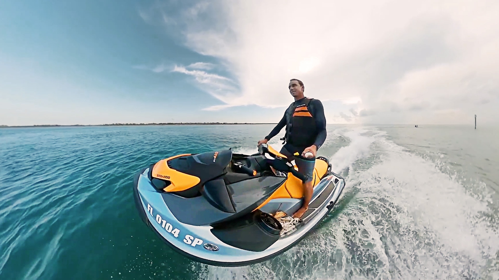 Brett Barley doing his first ride on his Sea-Doo