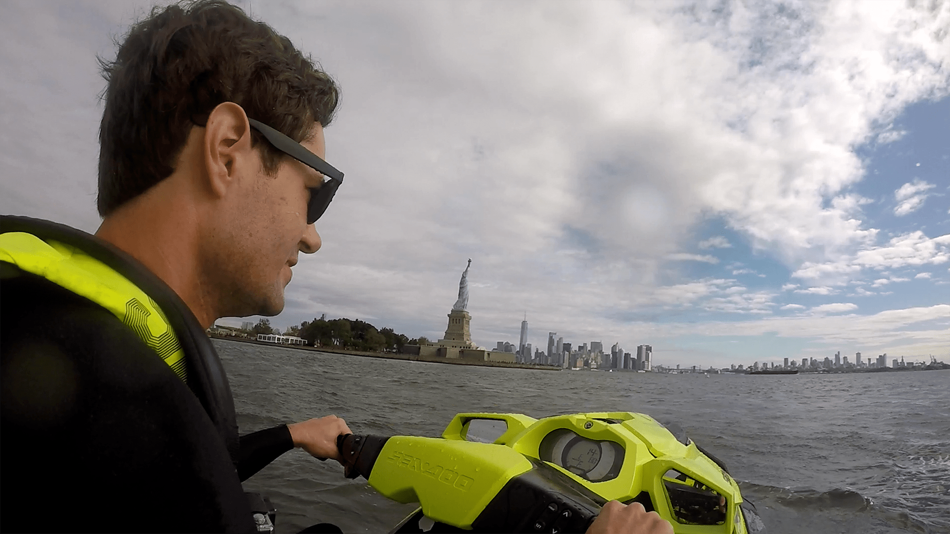 David Pike on his Sea-Doo commuting to Brooklyn