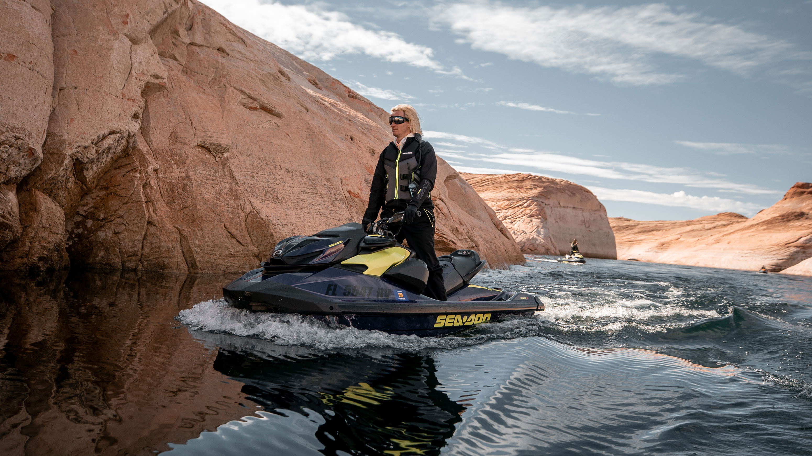 Men standing on a Sea-Doo RXP-X in Lake Powell