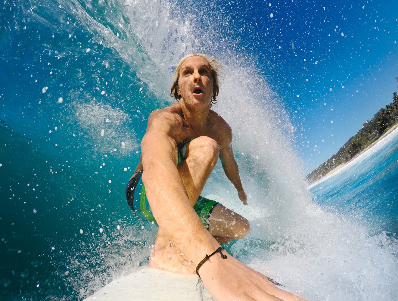 Christopher Farro surfing a big wave