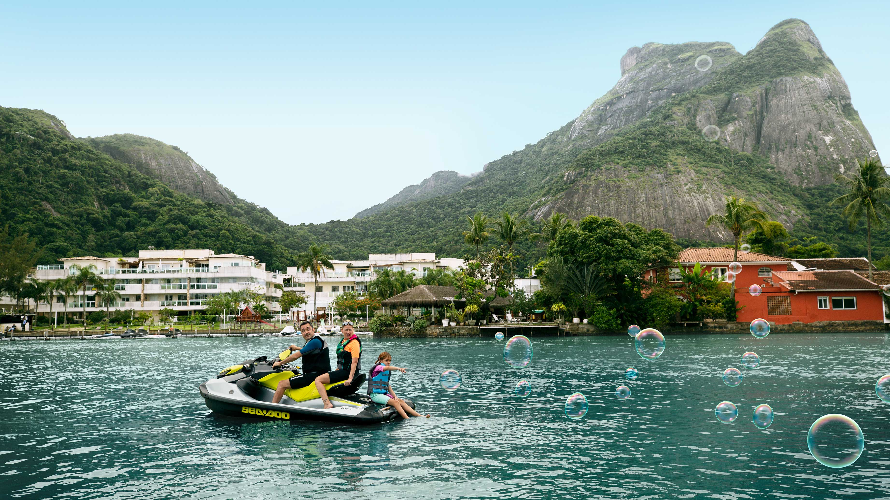 Family having fun on a Sea-Doo GTI SE