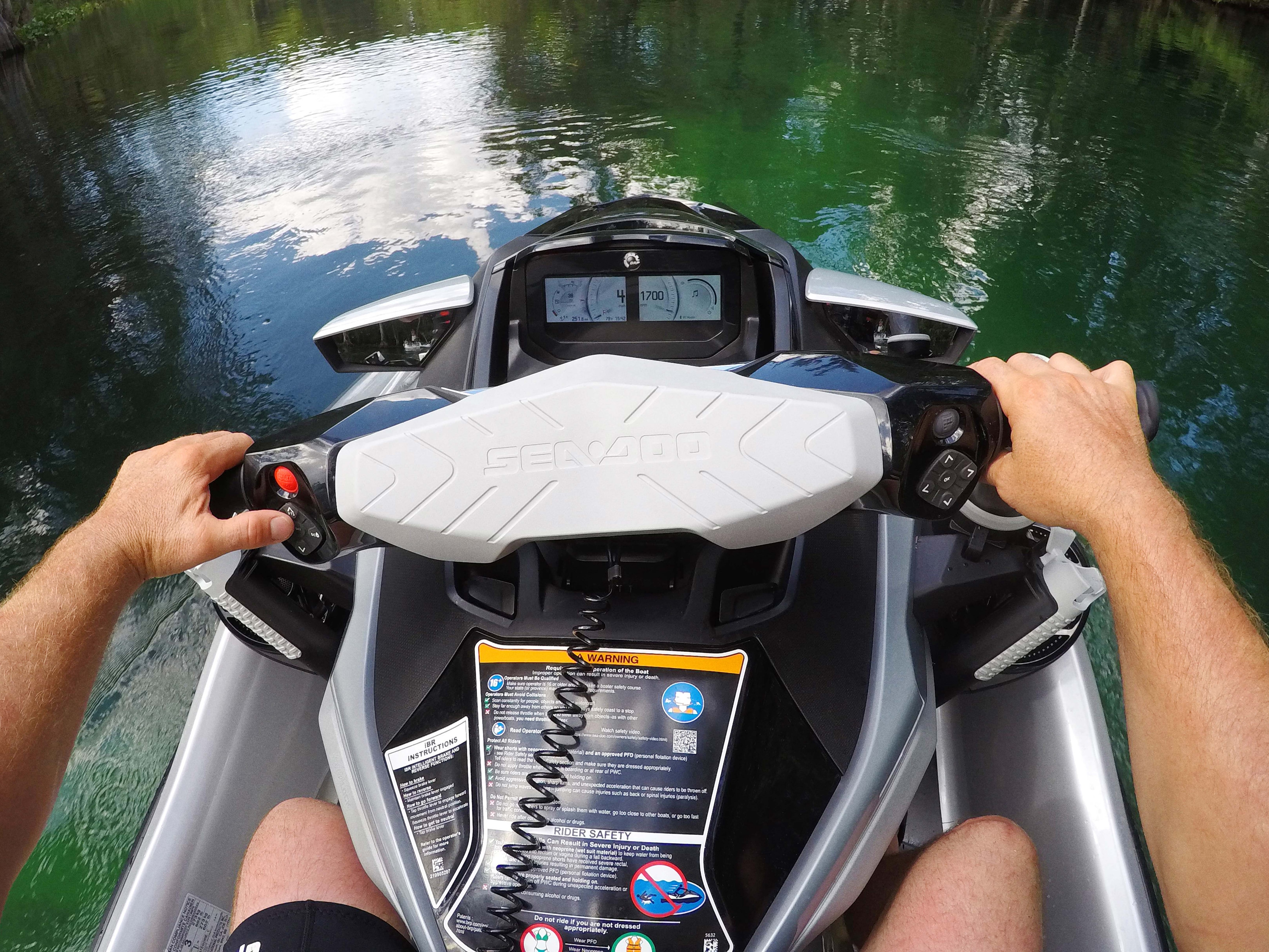 Man consulting his LCD screen on a Sea-Doo watercraft