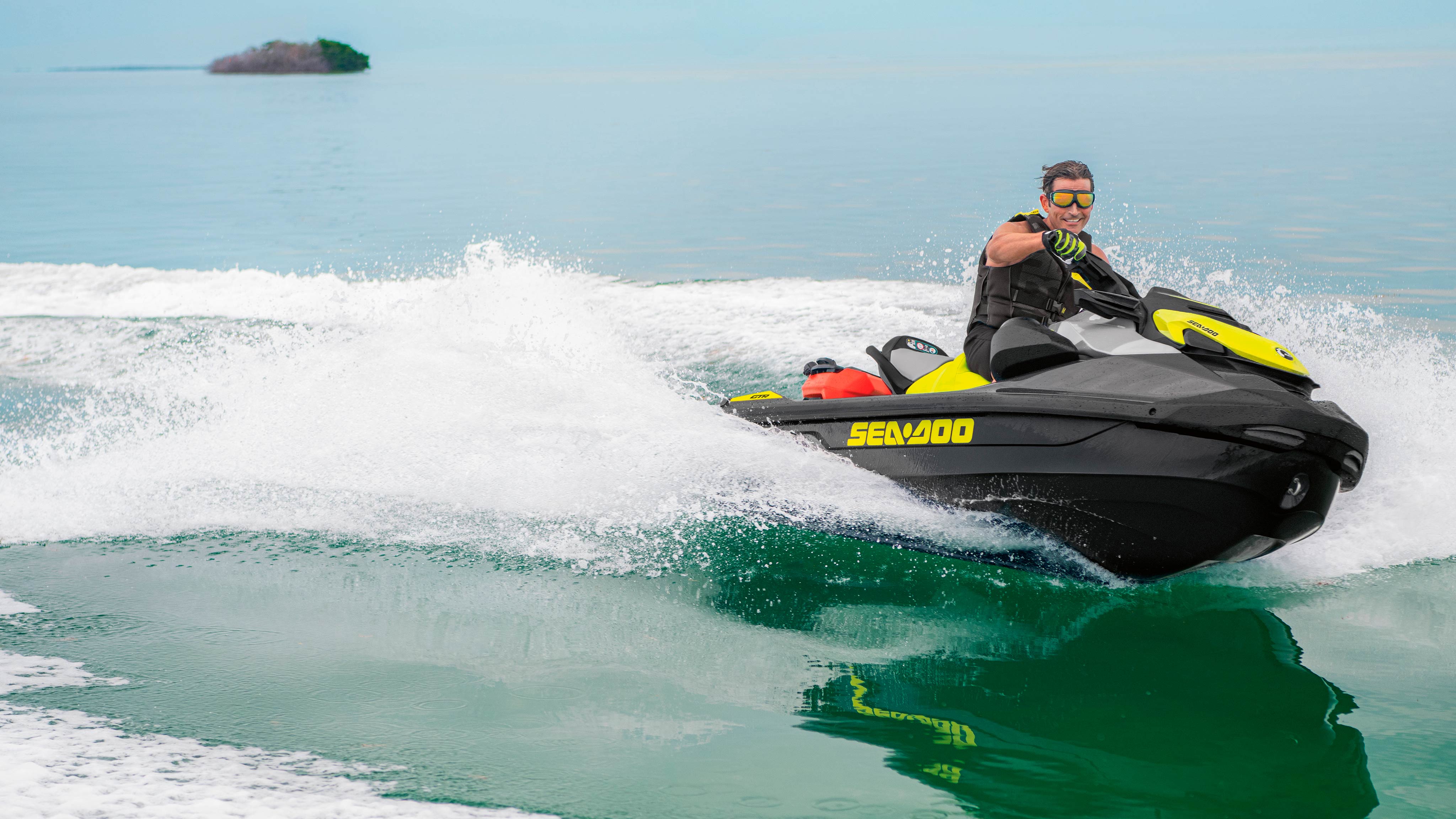 Man riding on a Sea-Doo GTR