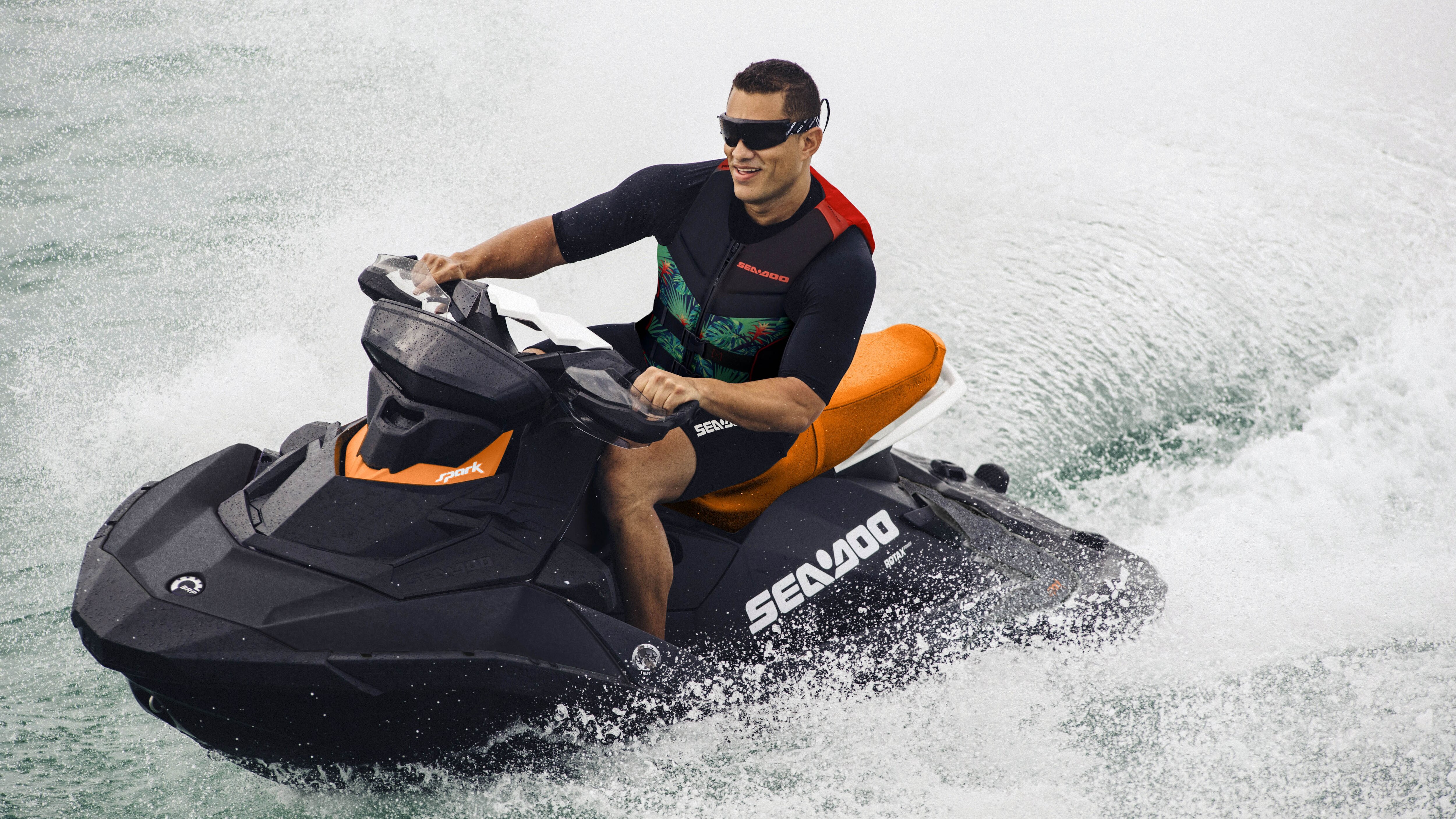 Man riding a Sea-Doo Spark with IBR feature