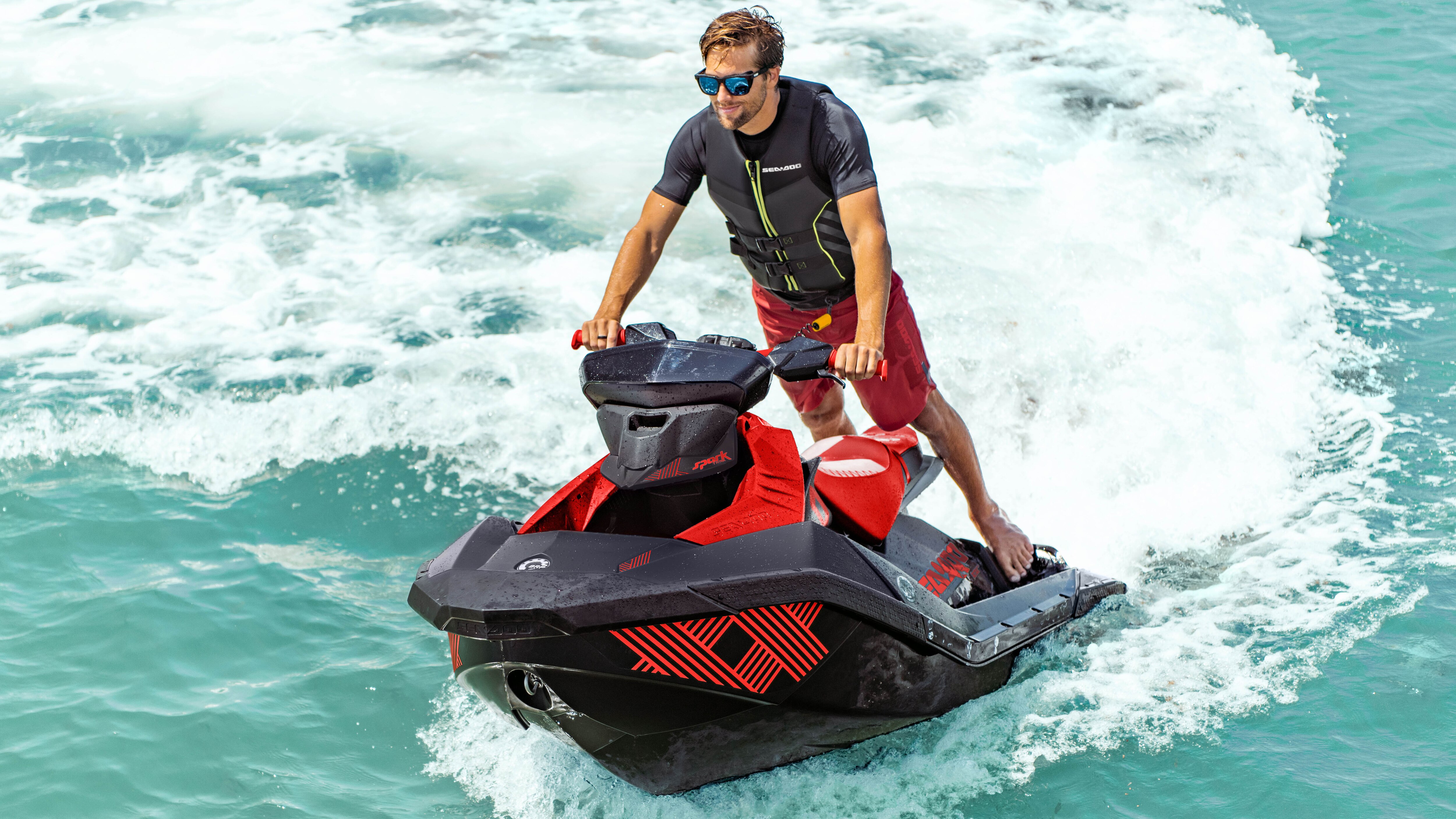 Man riding a Sea-Doo Spark Trixx with the Polytec Hull