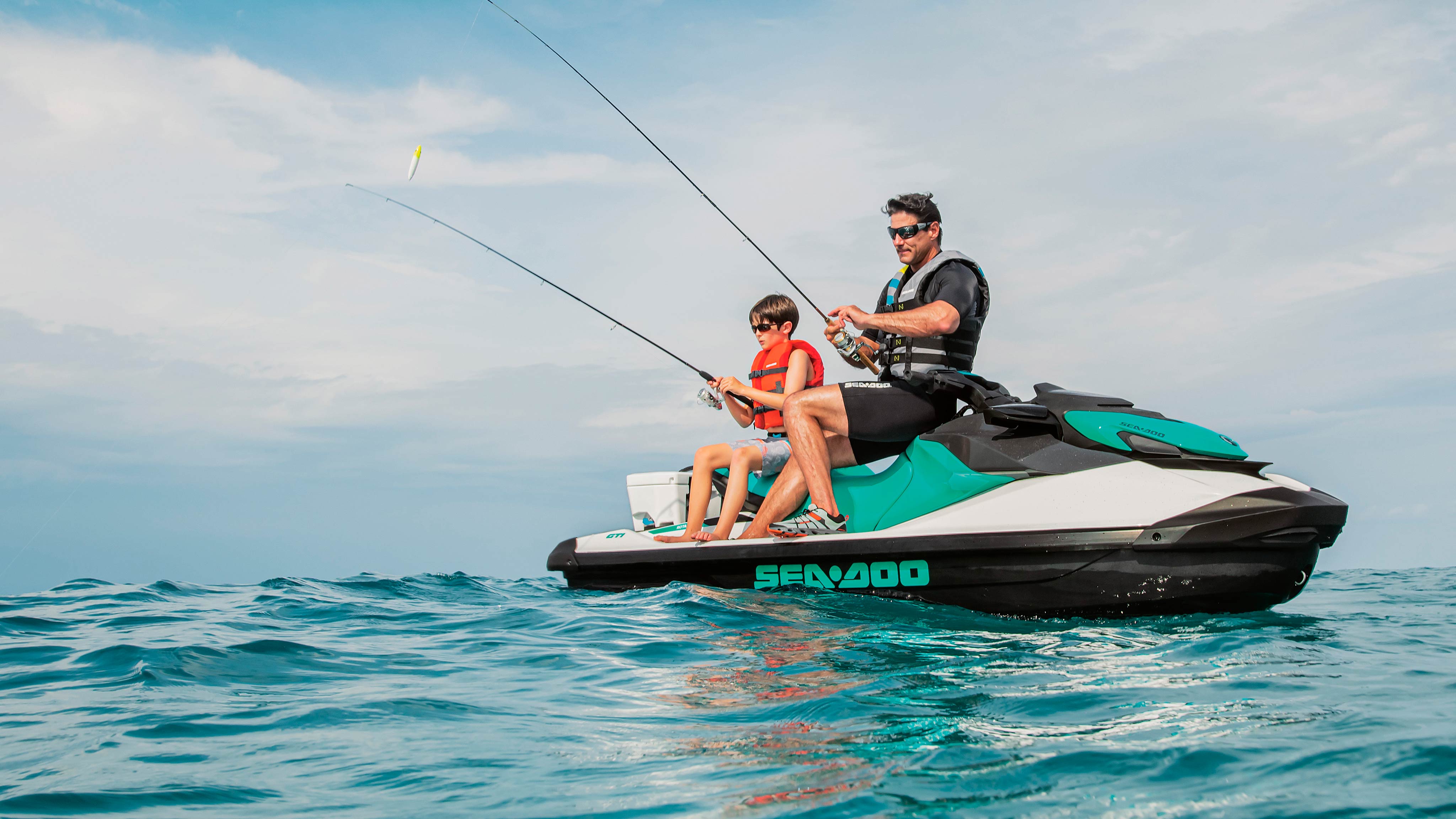 Father and son fishing on a GTI