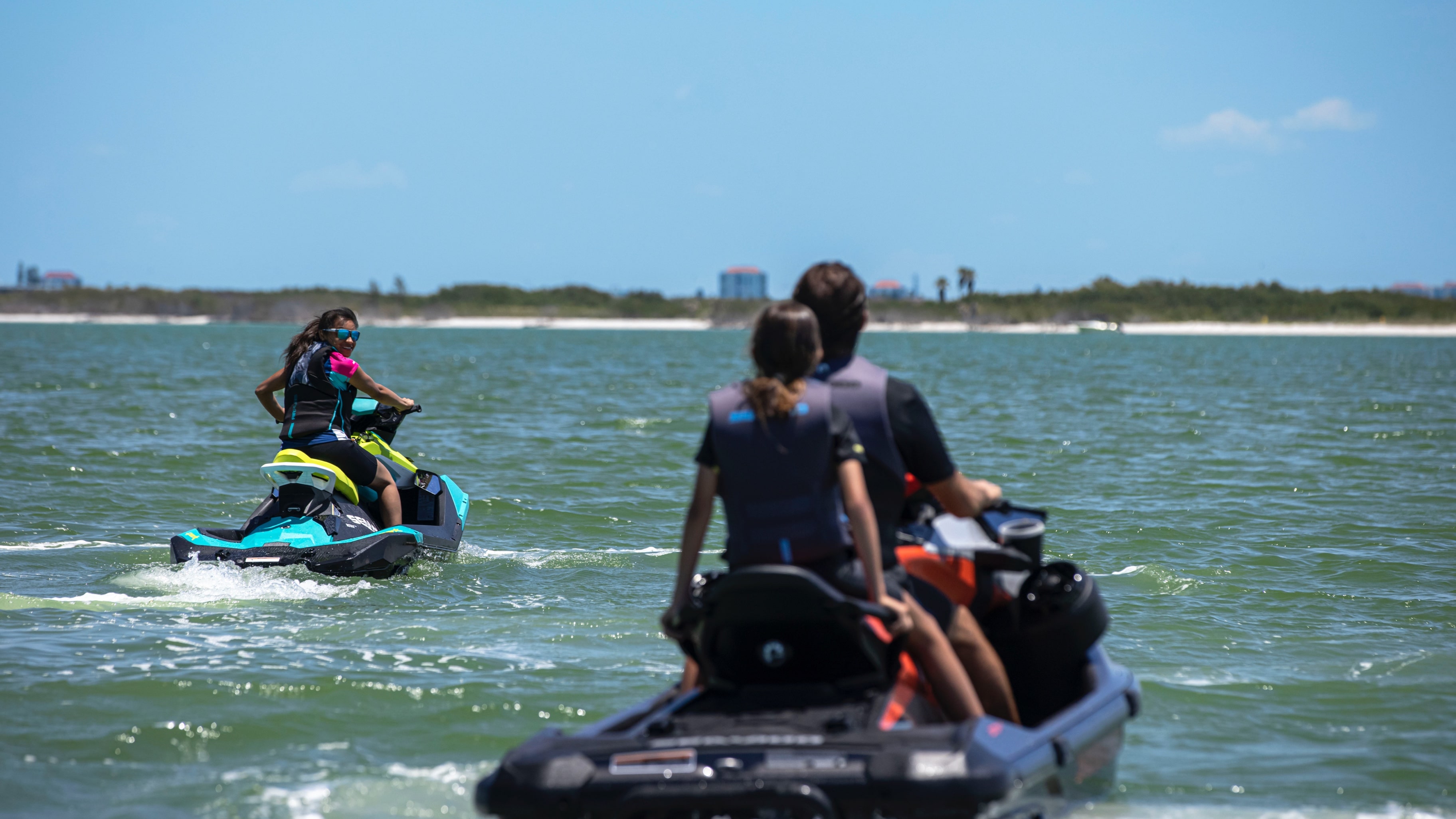 Couple riding a Sea-Doo