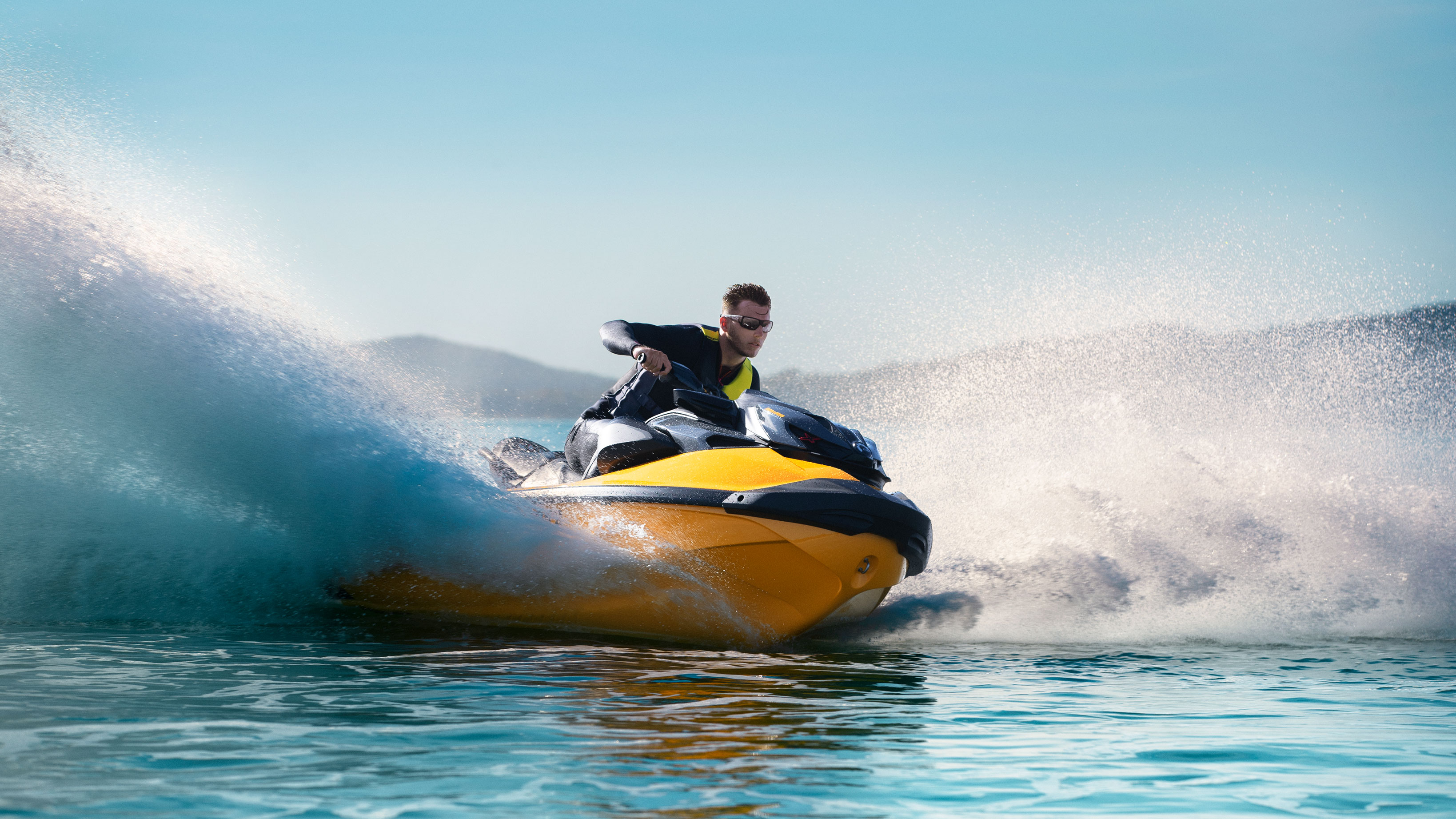 Man speeding a Sea-Doo RXP-X with a Rotax 1630 engine