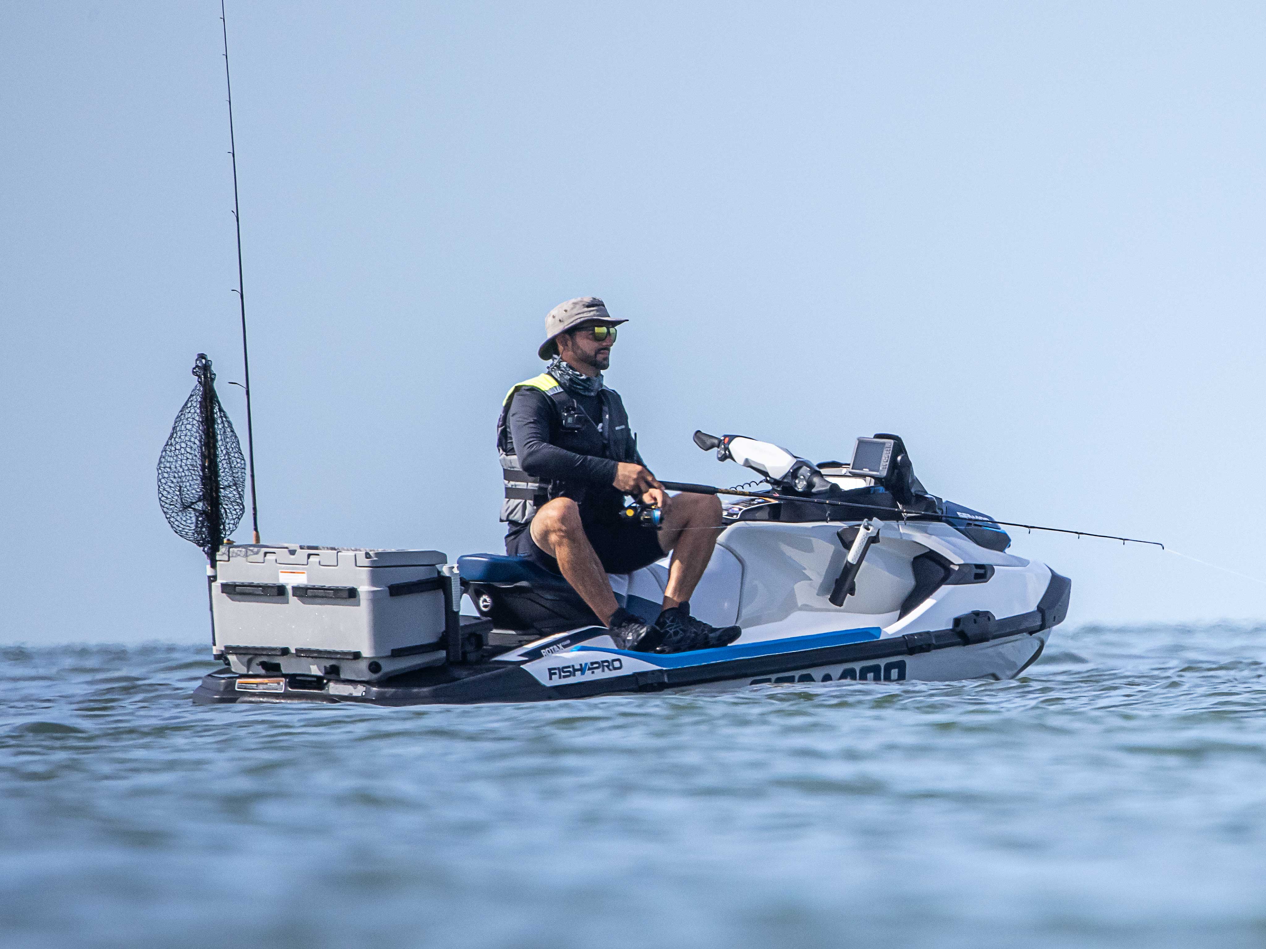 Man fishing on his Sea-Doo FishPro