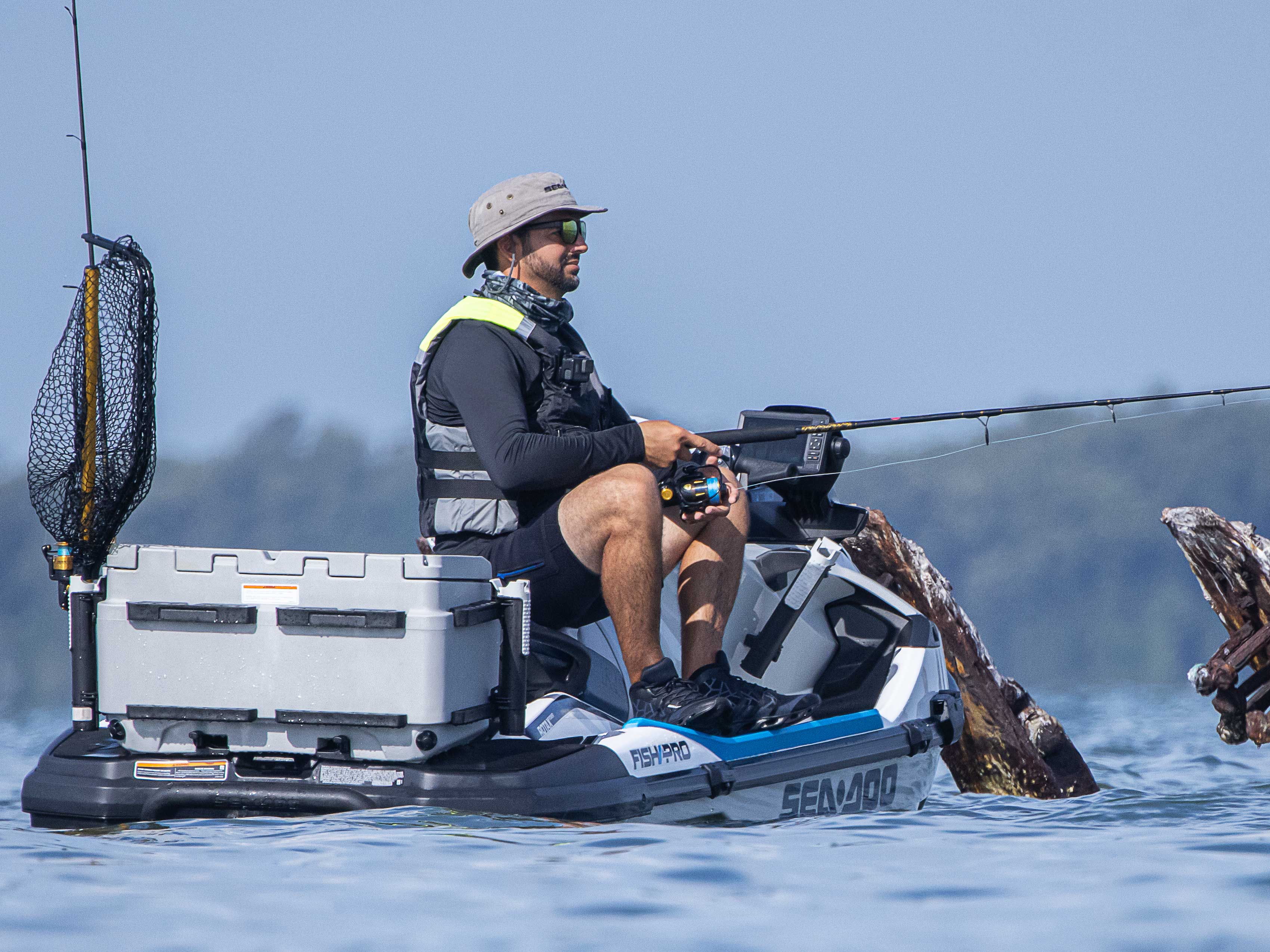 Man fishing on a Sea-Doo FishPro