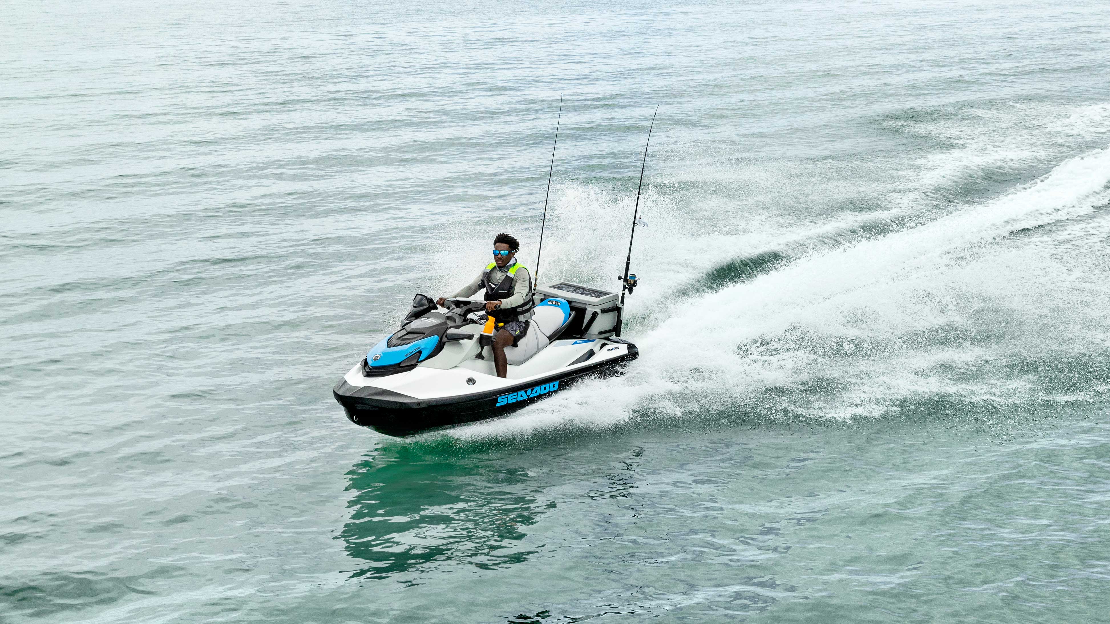 Man driving a Sea-Doo FishPro Scout