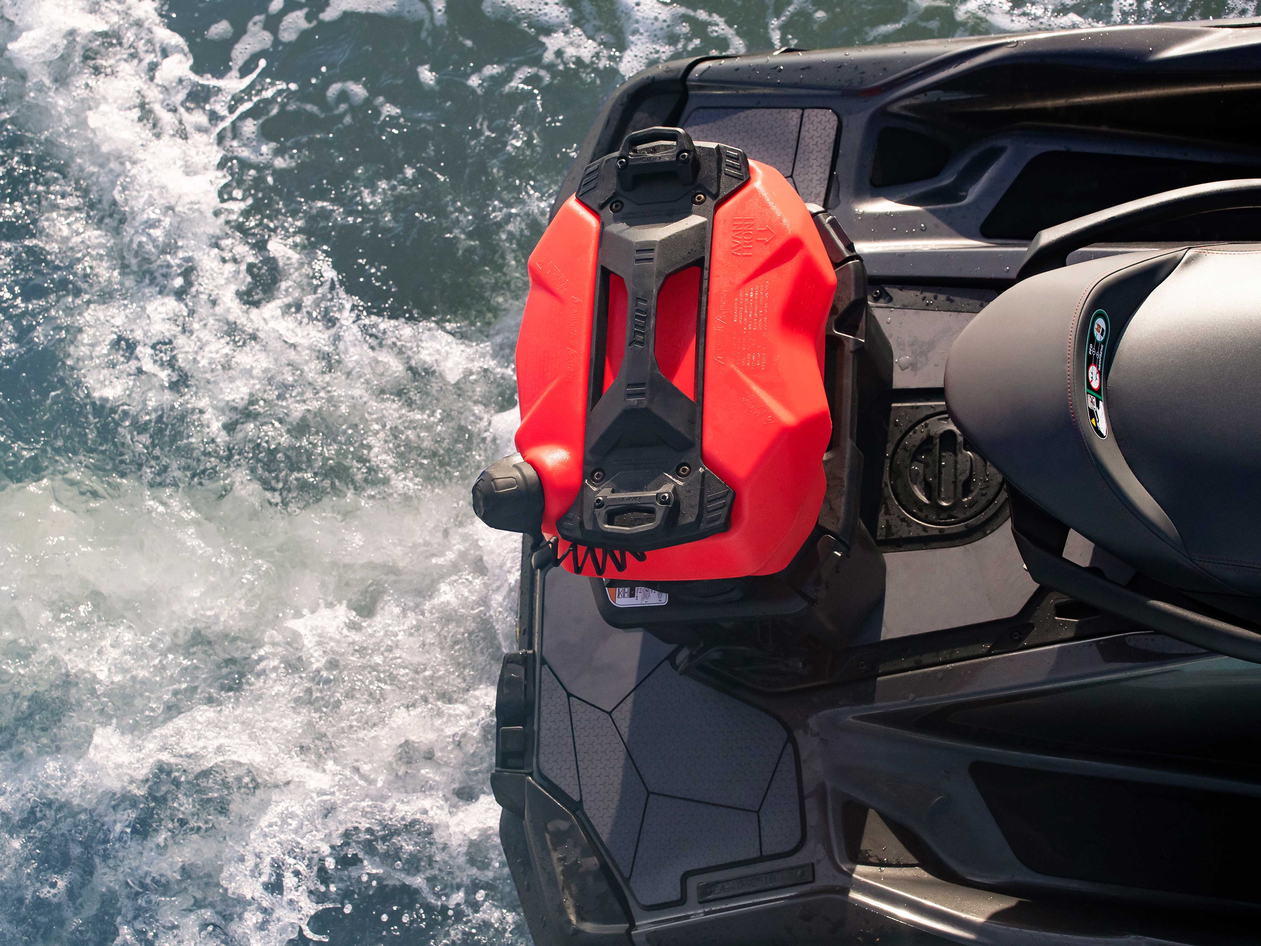 View of the font storage space of a Sea-Doo RXP-X