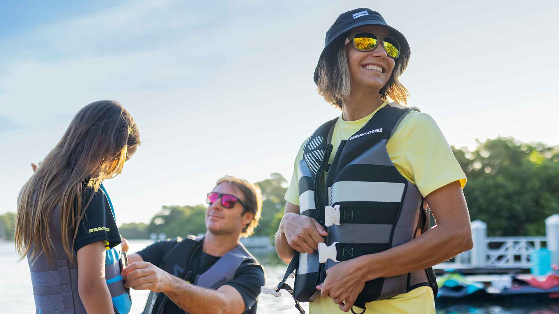 Family getting ready for a Sea-Doo ride