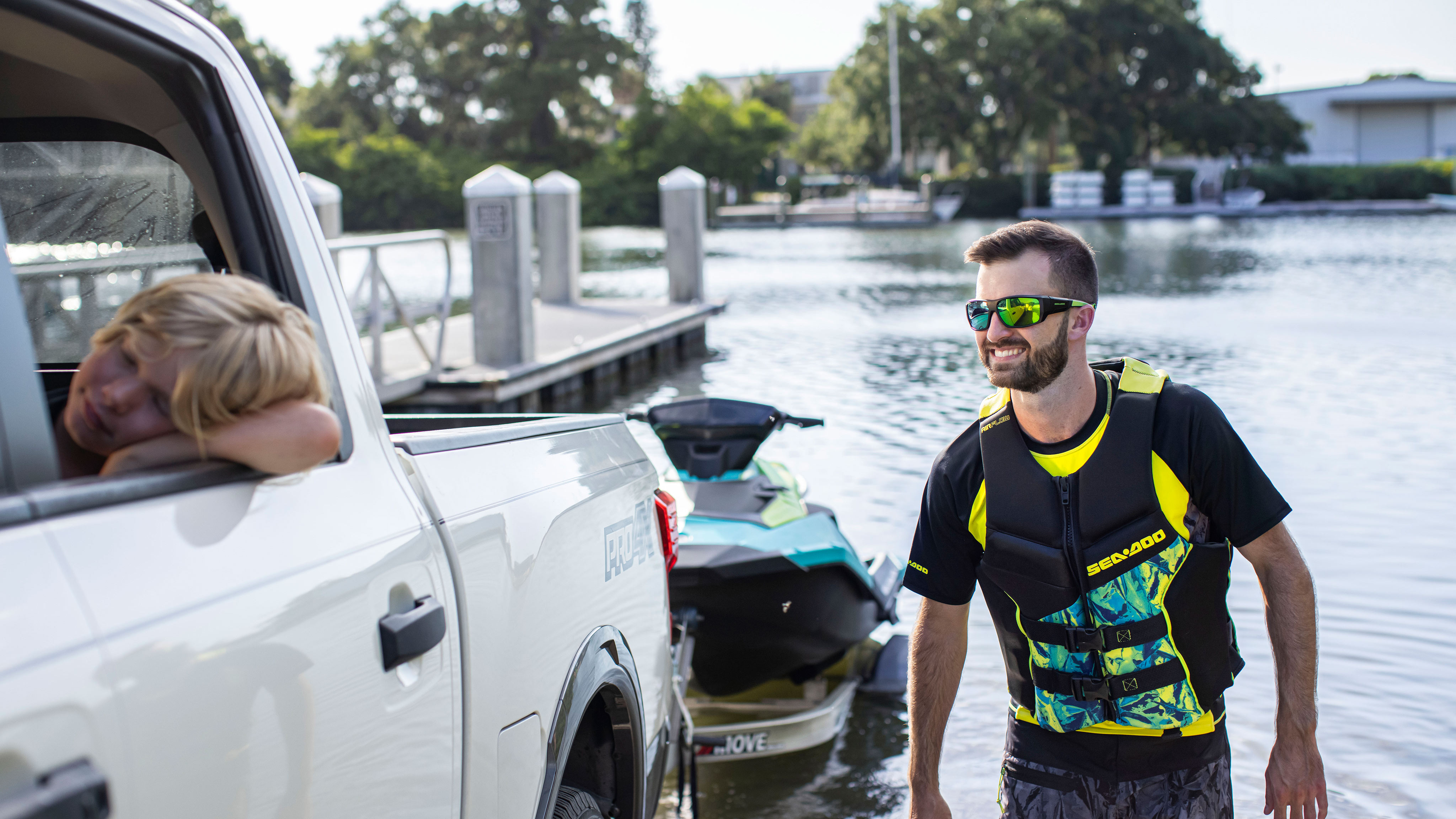 Couple towing their Sea-Doo Spark