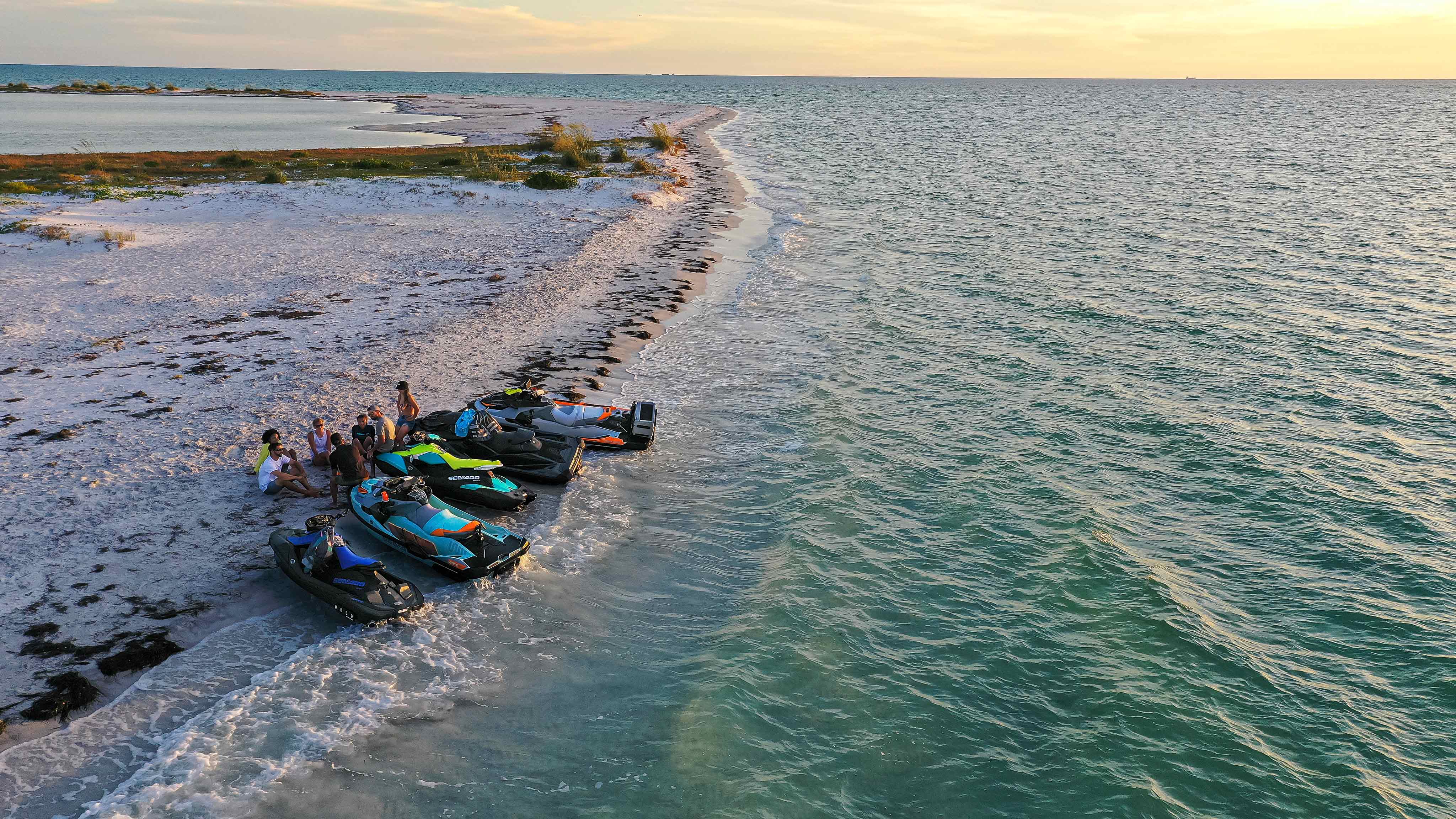 Group of 2022 Sea-Doo Watercraft on a beach