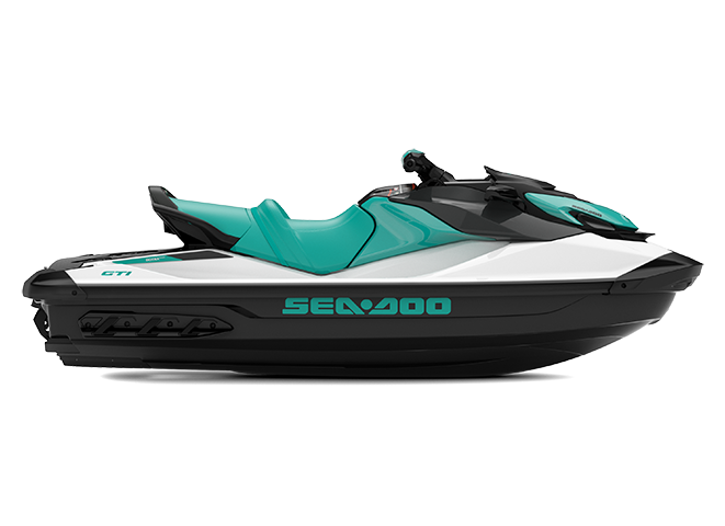 Sea-Doo GTI 130 without sound system MY22 - White / Reef Blue - Side view