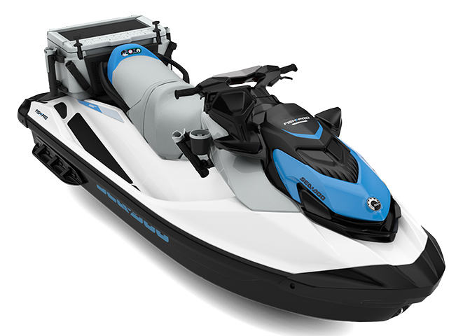 Sea-Doo Fish Pro Scout 130 ses sistemi olmadan MY22 - Beyaz / Gulfstream Mavisi