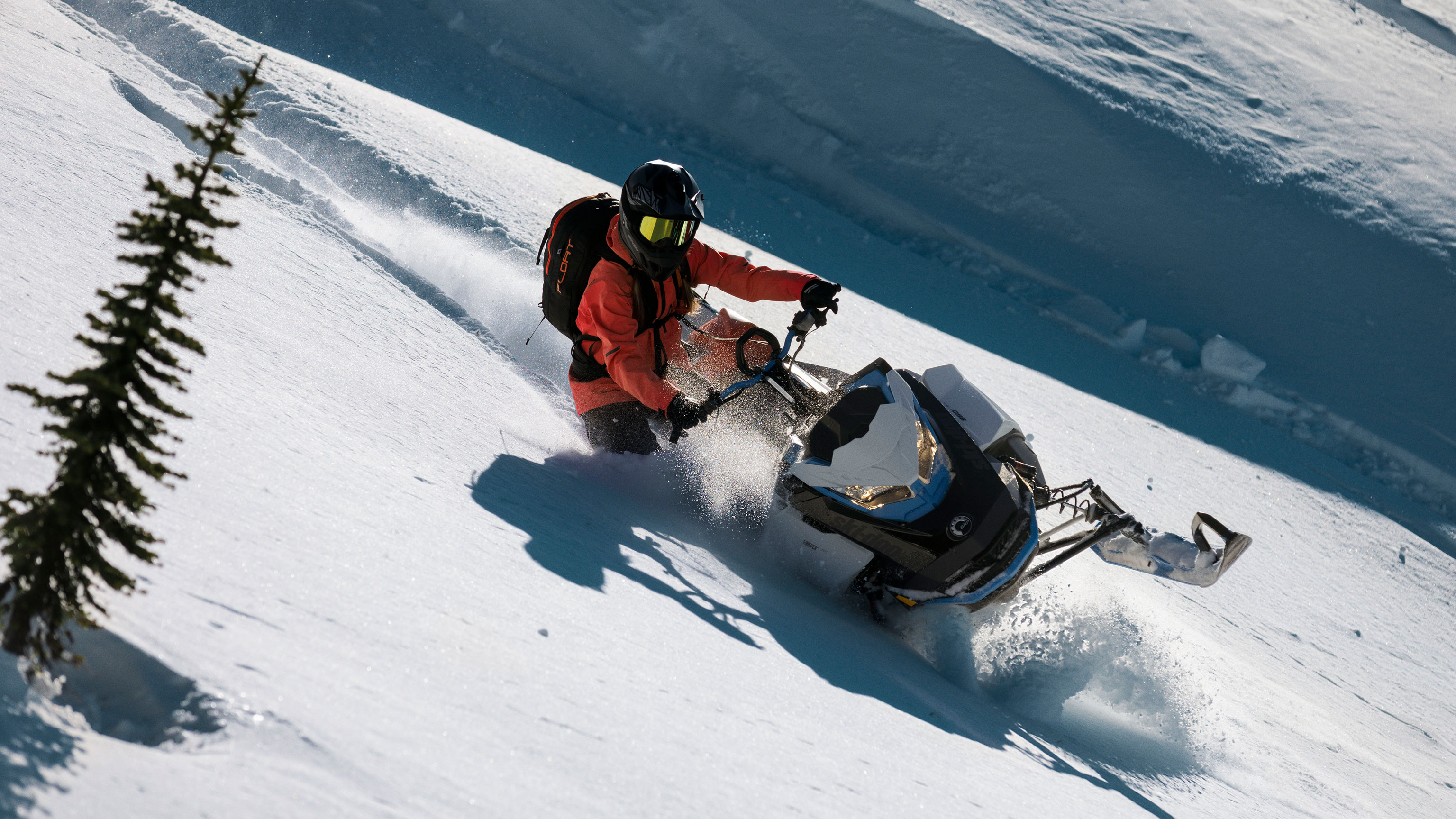 2022 Ski-Doo Summit carving in deep snow