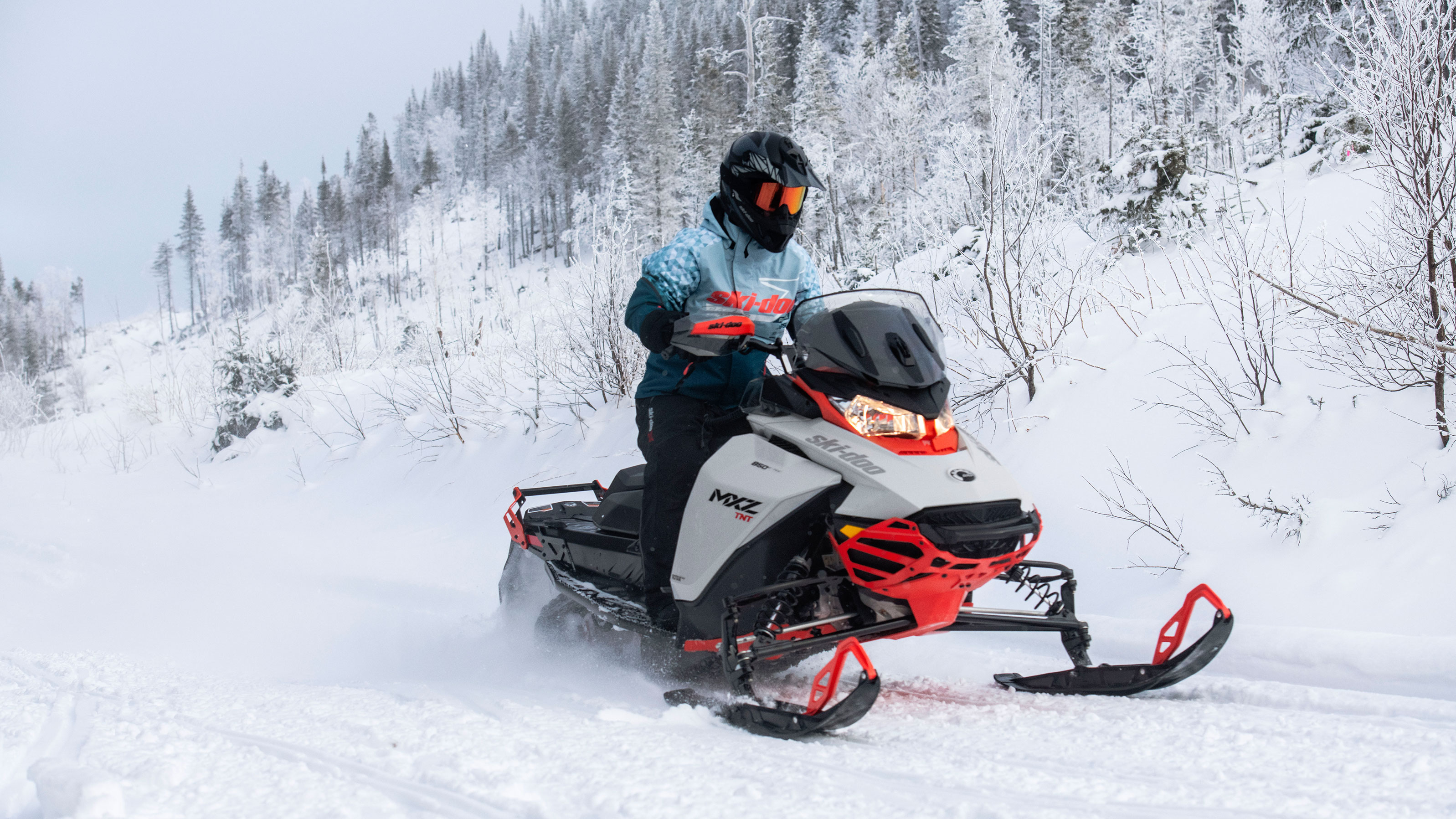 2022 Ski-Doo MXZ on a snowmobile trail