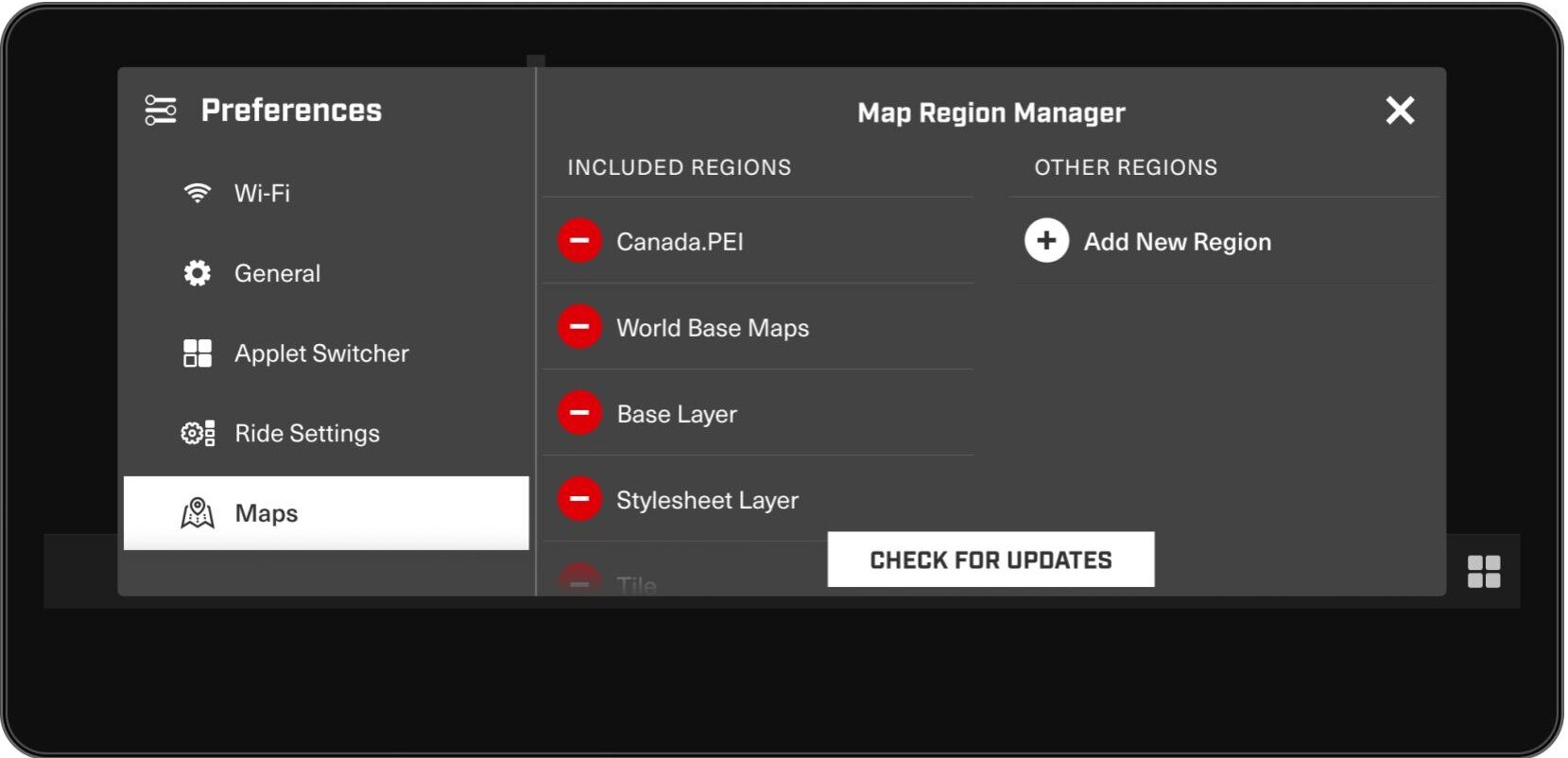 Can-Am built-in GPS map download menu
