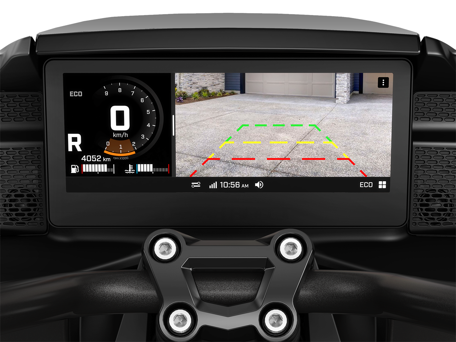 10,25" touchscreen viser back-up kameraet tændt